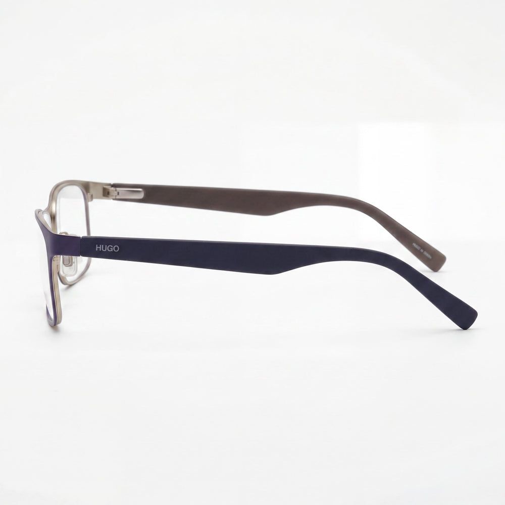 Gafas Hugo Boss Hg-0209 para hombre, montura completa metálica rectangular, azul gris mate 54-18-140