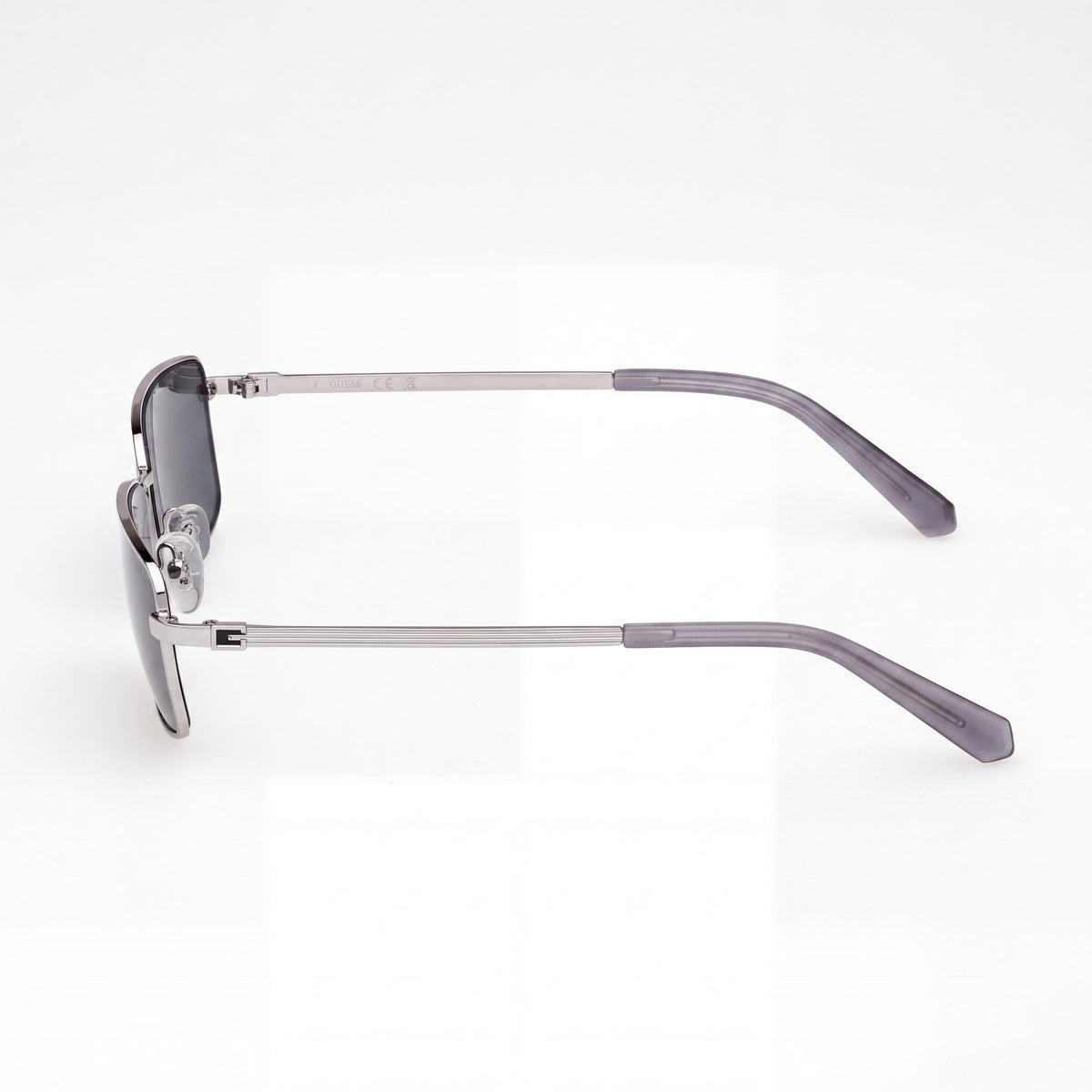 GUESS Ezra Narrow Rectangular Sunglasses, Men's, Metal, Shiny Gunmetal Frame, Smoke Lens, 56mm, Photo 3