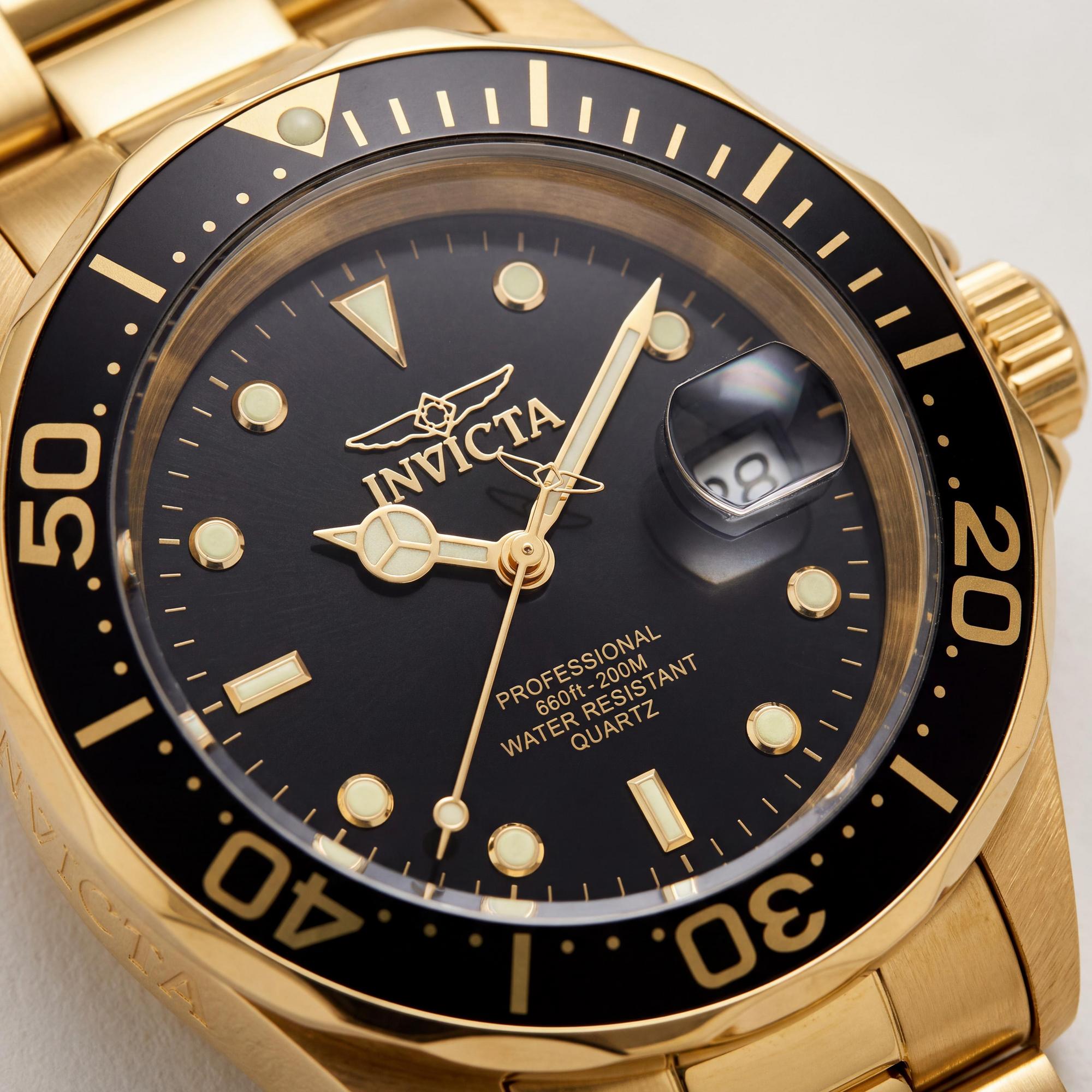 Reloj de cuarzo unisex Invicta Pro Diver 9311 de acero inoxidable de 40 mm, esfera negra, segundero y pulsera resistente al agua hasta 200 m., Photo 2