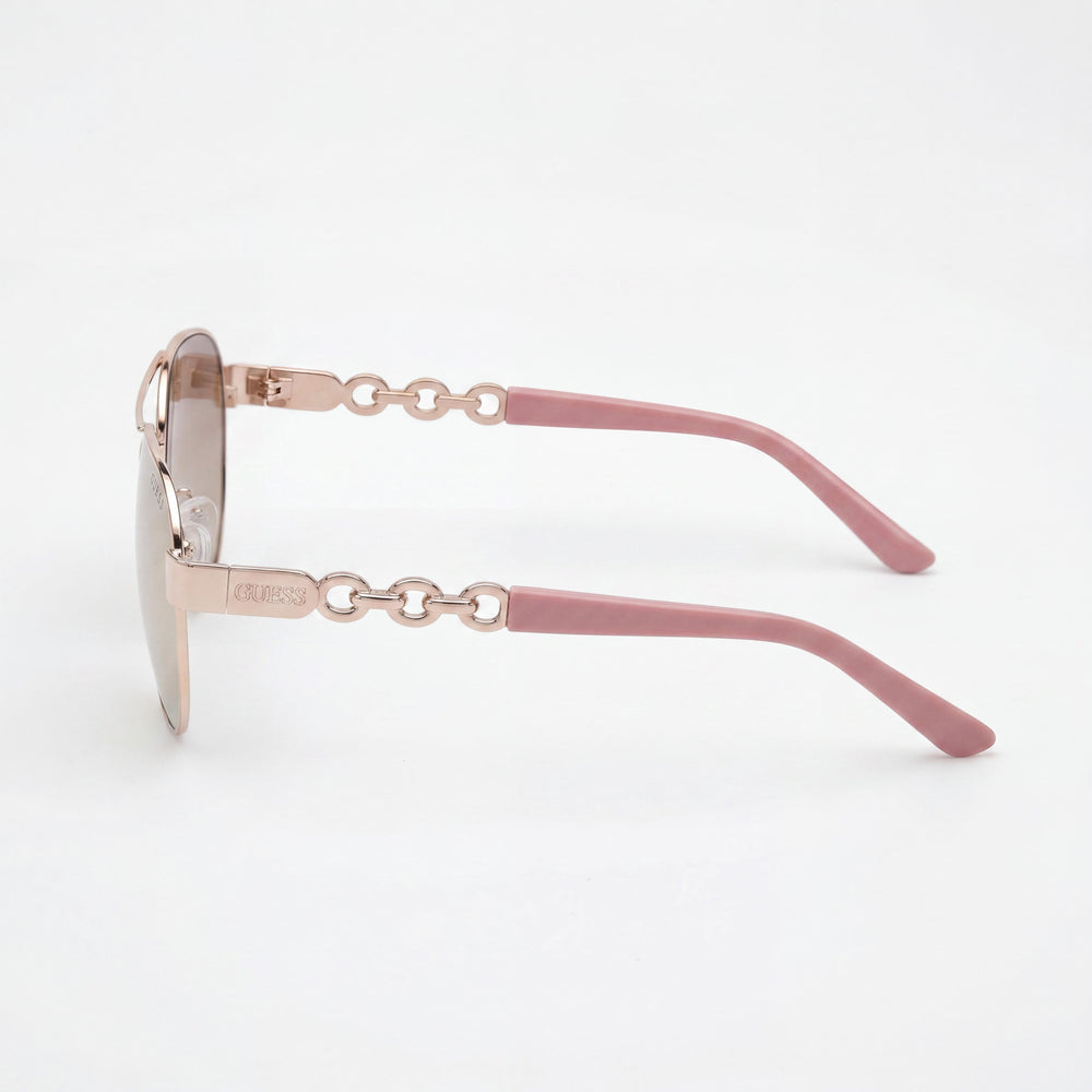 GUESS Gu00174 Women's 100% UV Protection Metal Sunglasses, Rose Gold Frame, Brown Mirror, 60mm