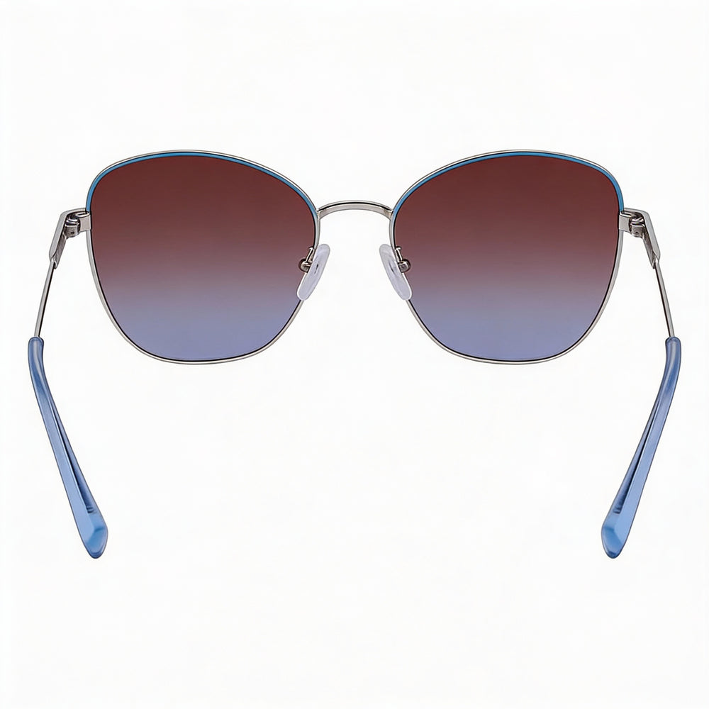 Gafas de sol Longchamp LO164S para mujer, estilo casual, con montura de acero de aleación azul plateado, no polarizadas, 57 mm