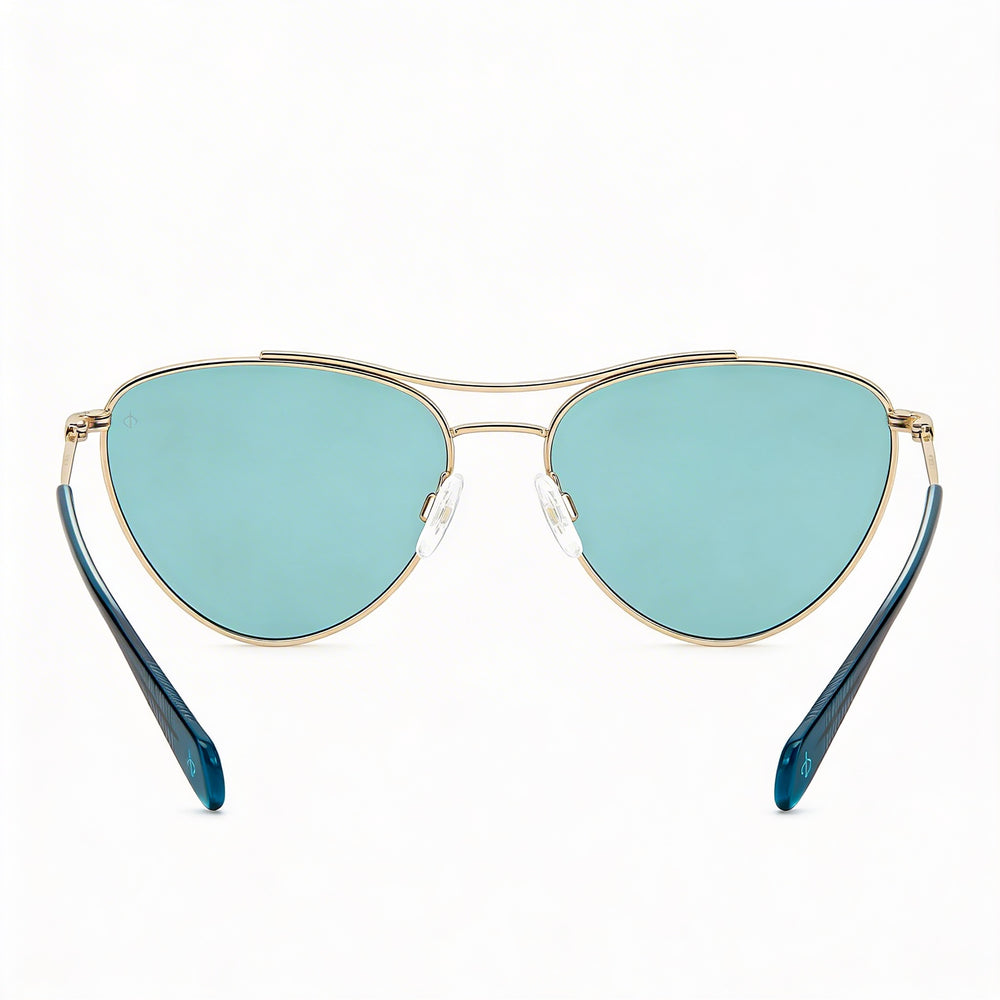 Gafas de sol Rag & Bone Modern Women's Pilot Gold Teal de aleación de acero no polarizadas con protección UV de 58 mm