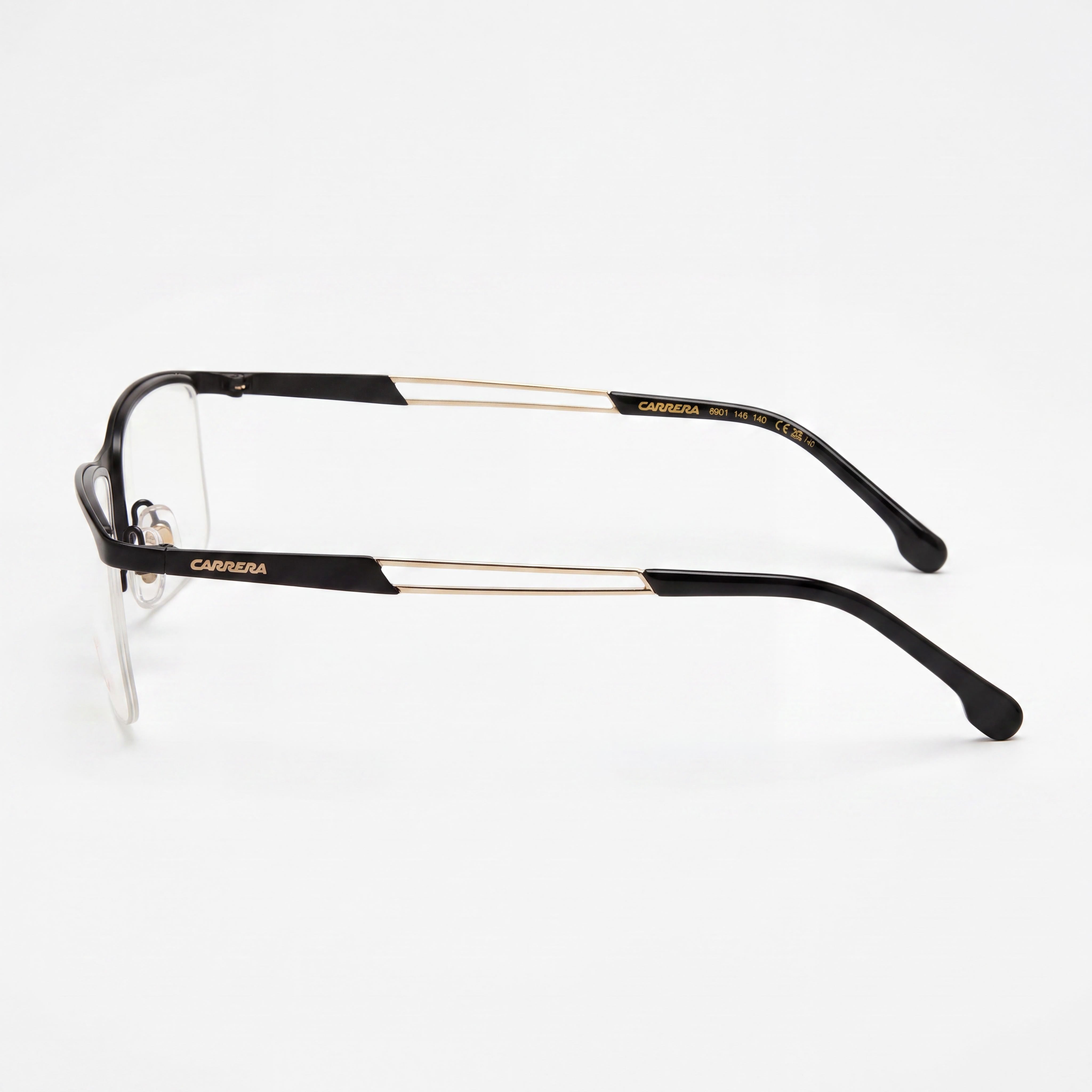 Carrera 8901 Gafas unisex de aleación de acero, montura negra y dorada con lentes de policarbonato no polarizadas de 54 mm, Photo 3