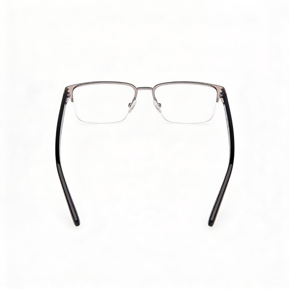 GUESS Gu50326 Men's Metal Eyeglasses with Demo Lenses - Matte Light Ruthenium Shiny Black 53mm