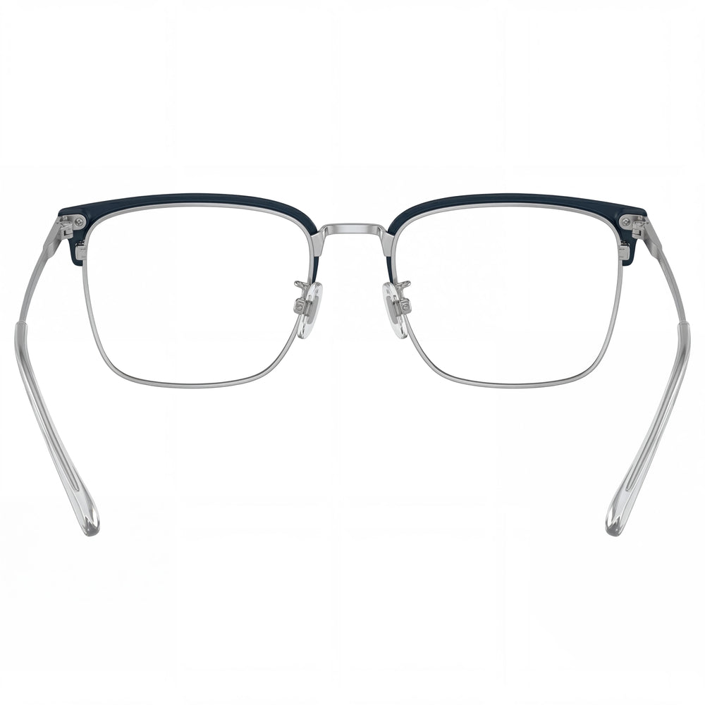 COACH HC5149T Men's Titanium Full Rim Square Eyeglasses Dark Navy Silver 54mm