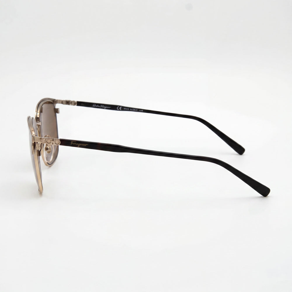 Salvatore Ferragamo Women's Metal Sunglasses Havana Shiny Gold Brown Frame Brown Gold Flash Lenses 54mm UV Protection