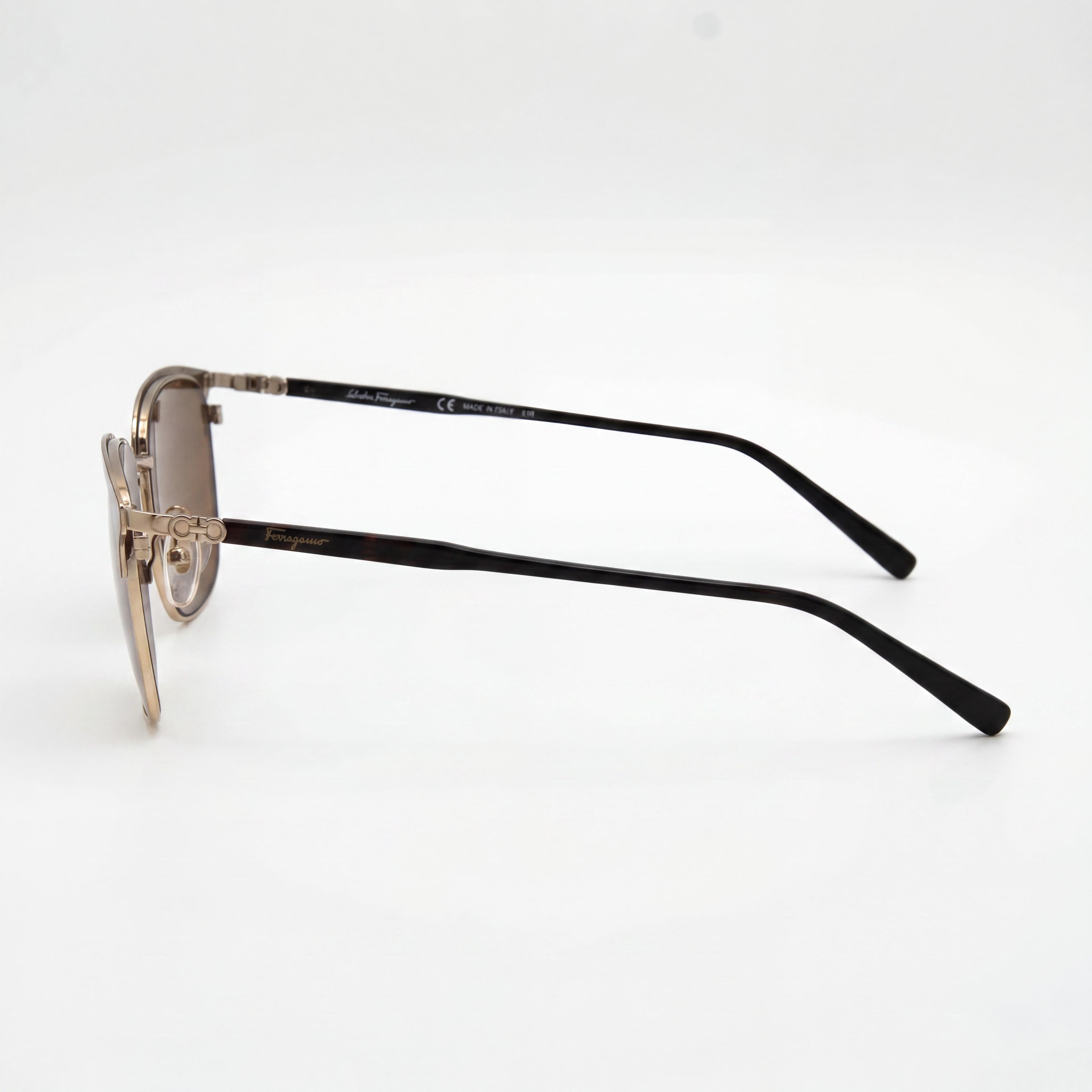 Gafas de sol metálicas Salvatore Ferragamo para mujer, Havanna, oro brillante, montura marrón, lentes con destello dorado y marrón de 54 mm, protección UV, Photo 3