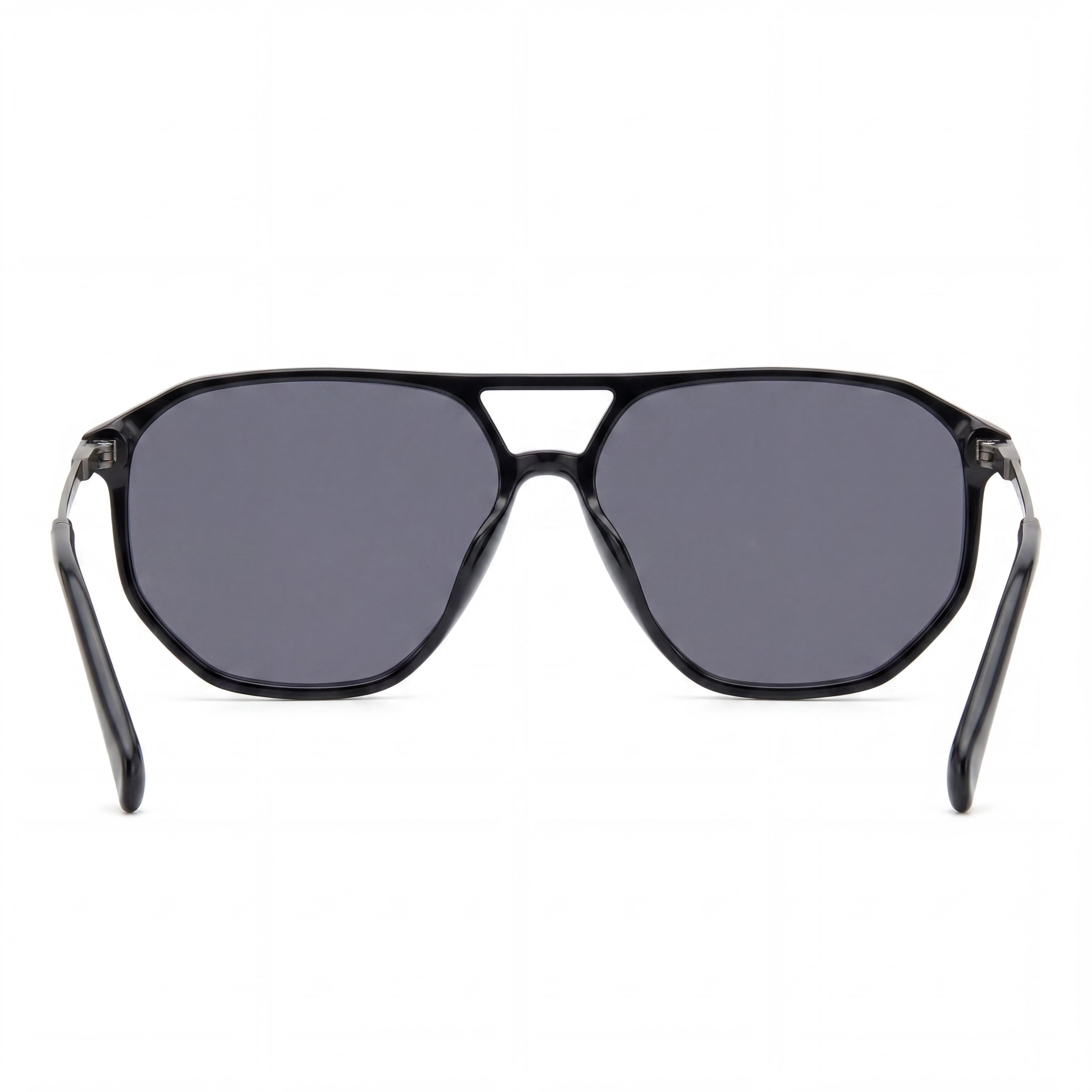 Fossil FOS 2149/S Gafas de Sol Unisex de Acero Inoxidable con Protección UV, Montura Negra/Gris, Lente Negra 59mm, Photo 4