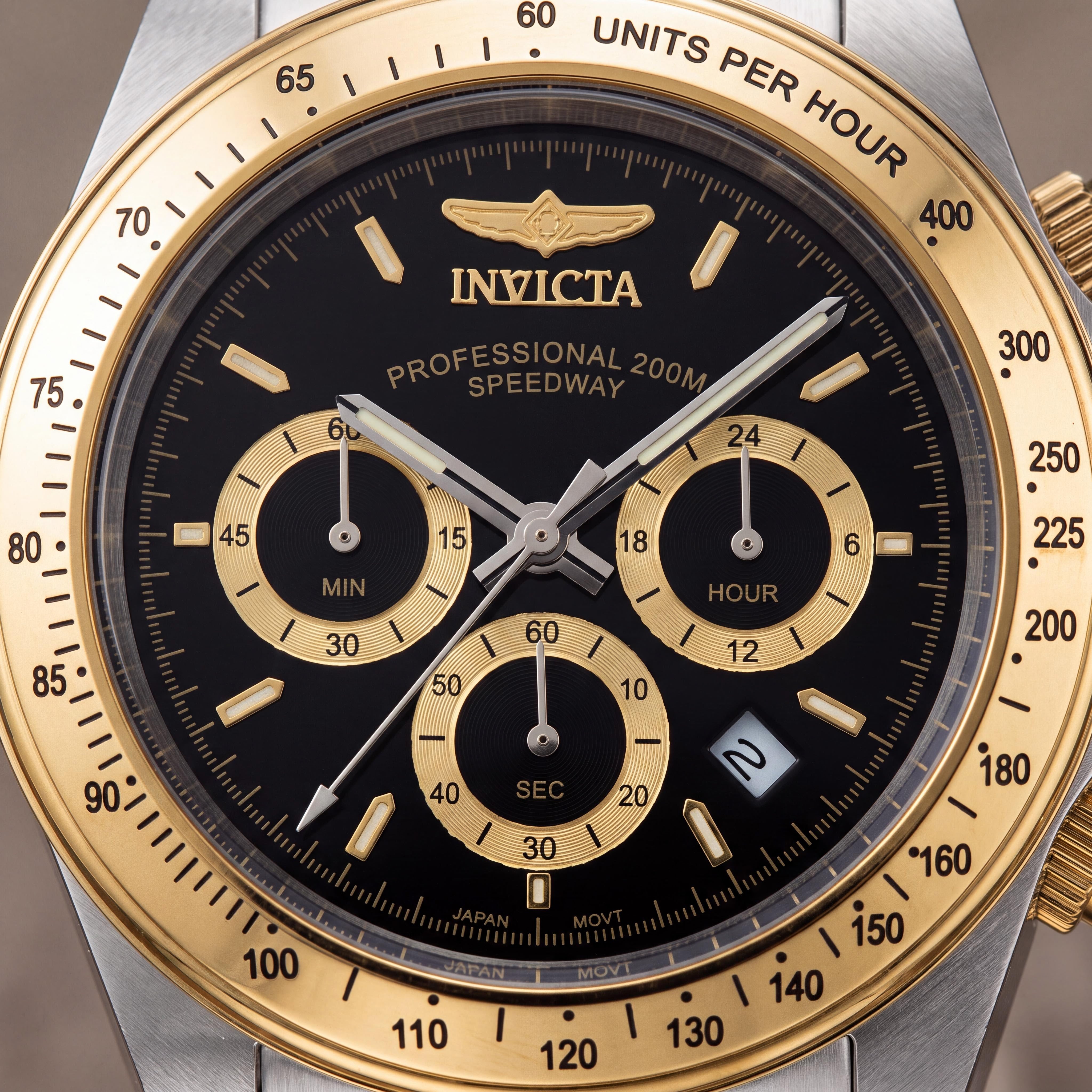 Invicta Men's Bracelet Two-Tone Gold Stainless Steel Tonneau Quartz Watch 40mm with Luminescent Hands, Stopwatch, Photo 2