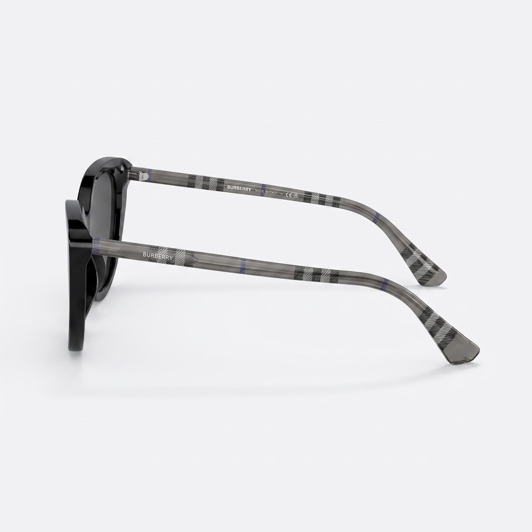 BURBERRY Classic Women's Black Dark Grey Acetate Frame Polycarbonate Dark Grey Lens Non-Polarized 55mm, Photo 3