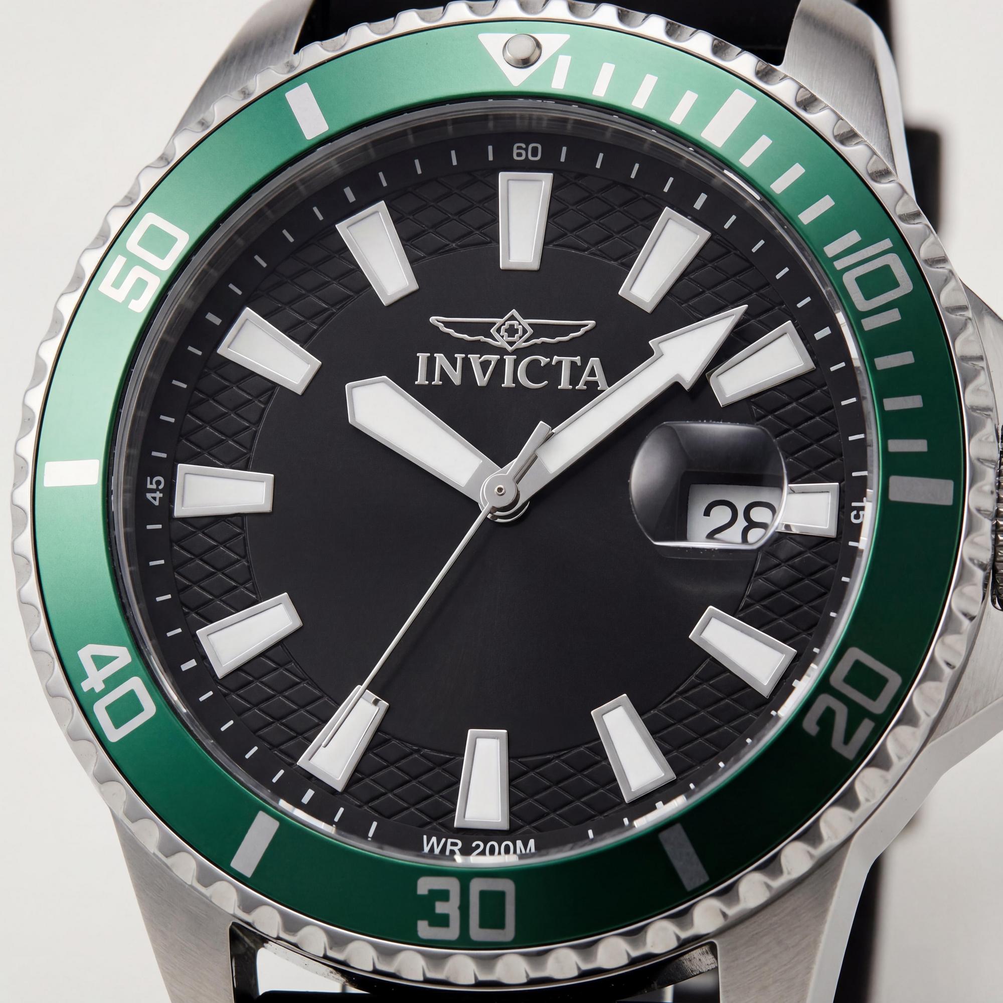 Invicta Men's Pro Diver IN-46129-AMZUK Stainless Steel Silver Black Dial Quartz 45mm Watch, Photo 2