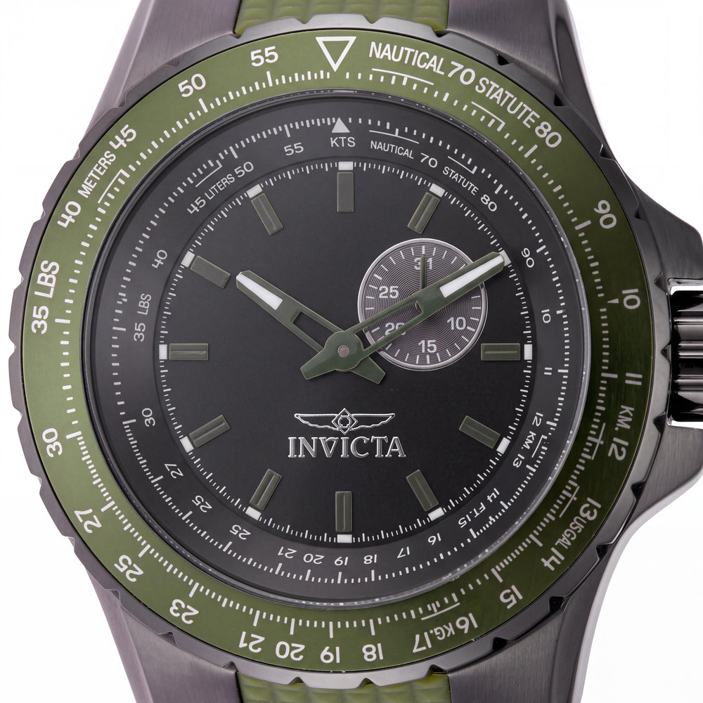 Invicta Aviator 49729 Reloj de cuarzo de acero inoxidable con esfera negra para hombre de 50 mm