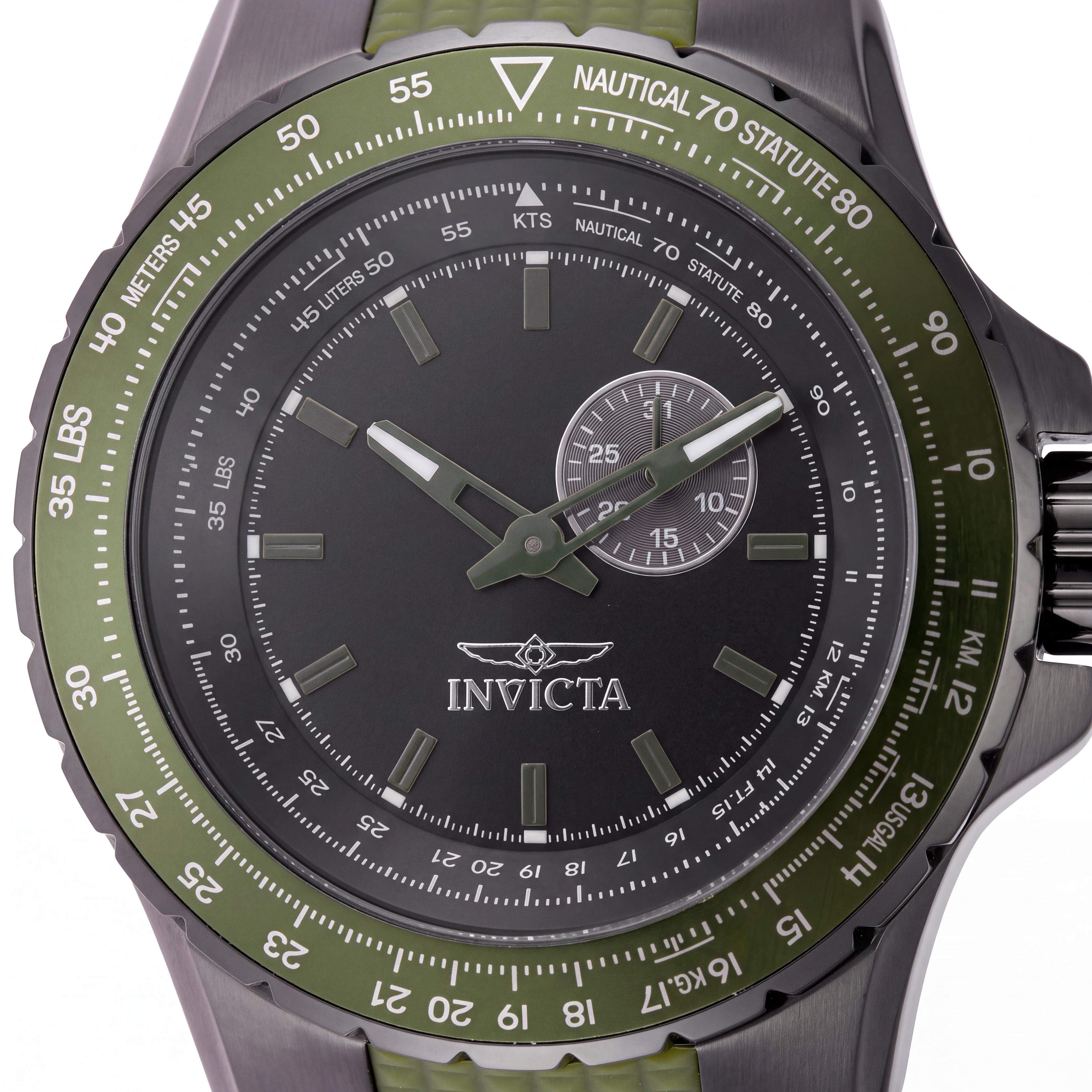 Invicta Aviator 49729 Reloj de cuarzo de acero inoxidable con esfera negra para hombre de 50 mm, Photo 2