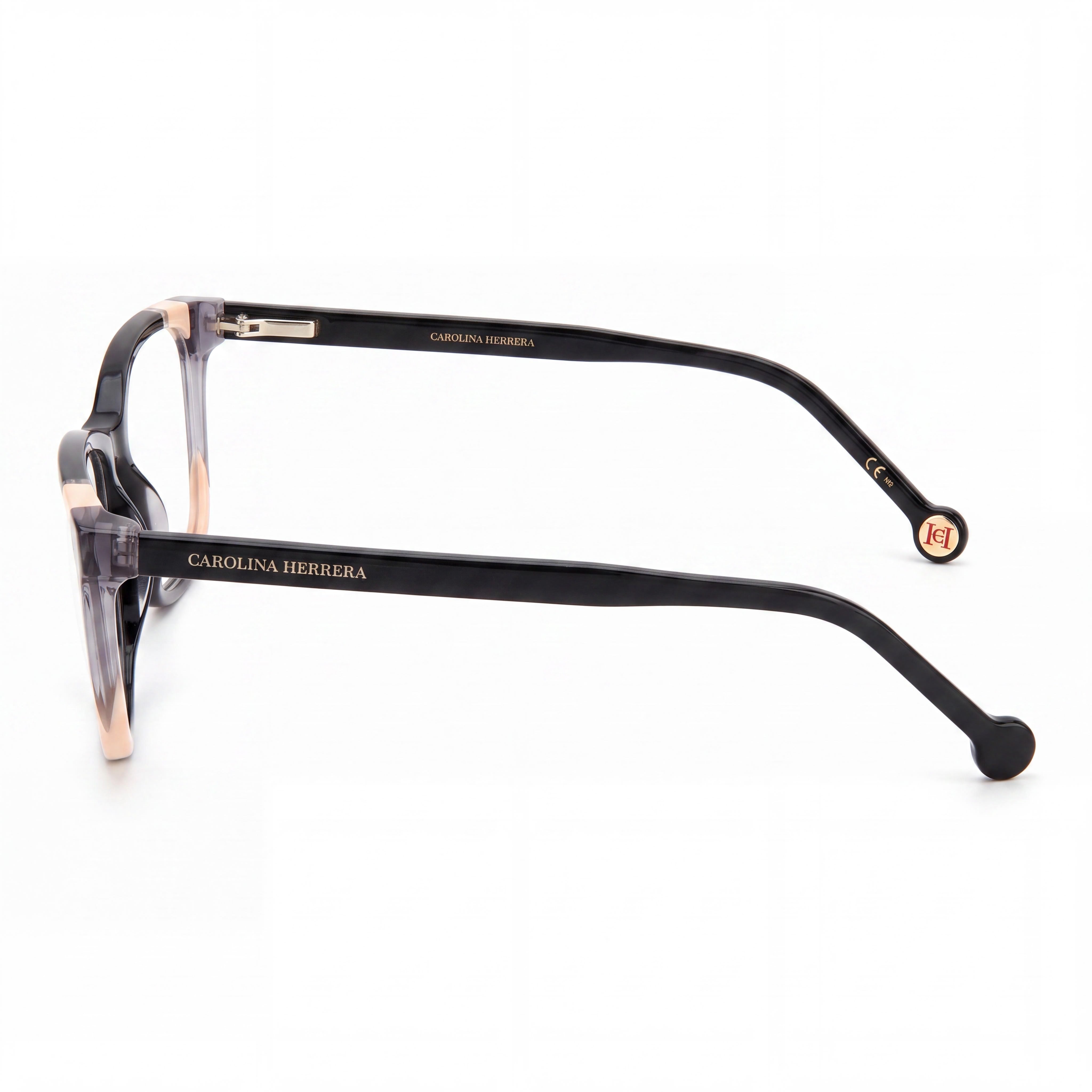 Carolina Herrera CH 0066 KDX Modern Women's Square Black Nude Lightweight Durable Acetate Full Rim Optical Frames 53mm, Photo 2