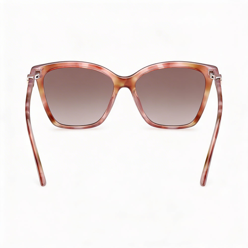 GUESS Contemporary Women's 100% UV Plastic Sunglasses, Light Brown Avana Frame, Gradient Brown Lenses, 56mm