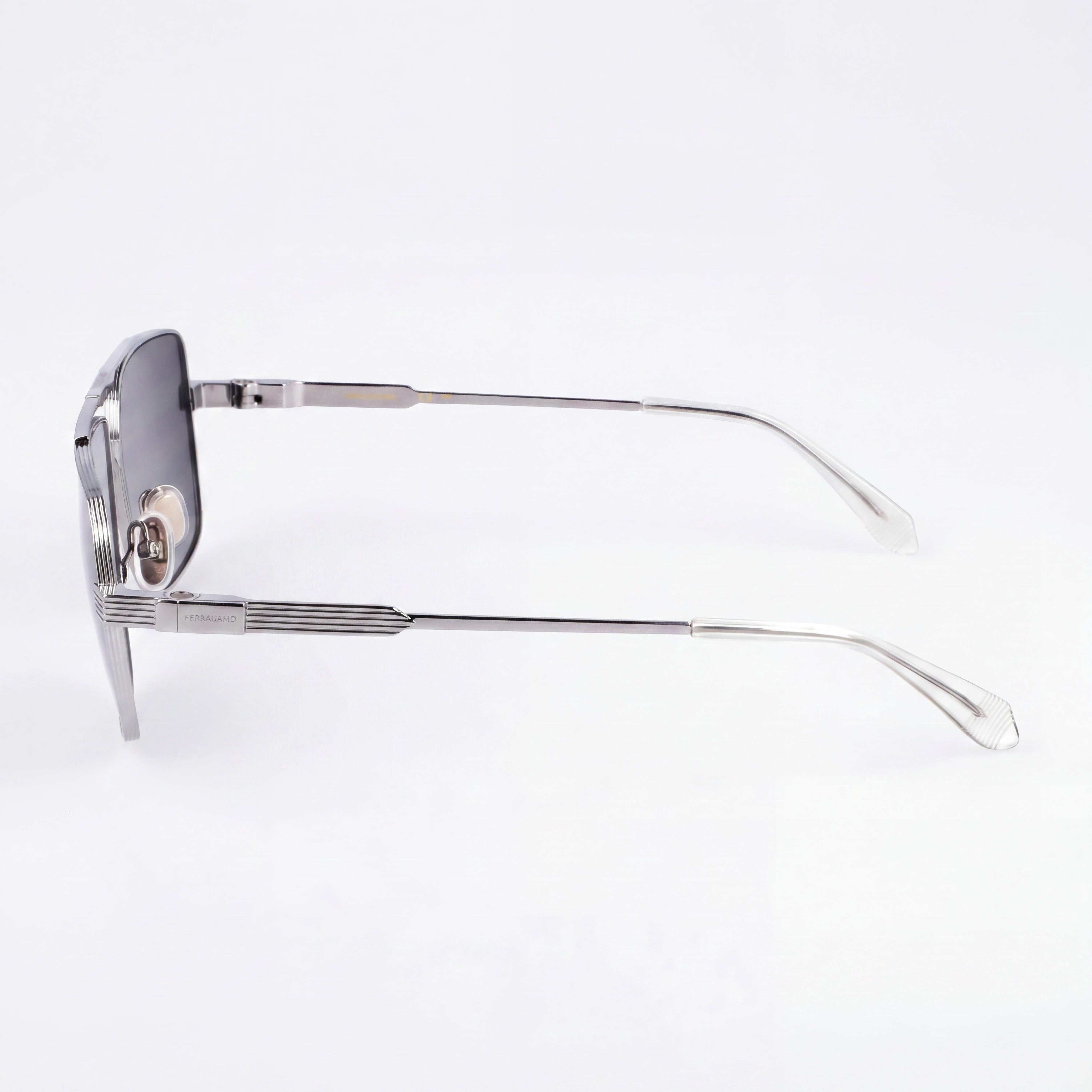 Gafas de sol Ferragamo Sf318sp de titanio rutenio claro para mujer, 60 mm, Photo 3