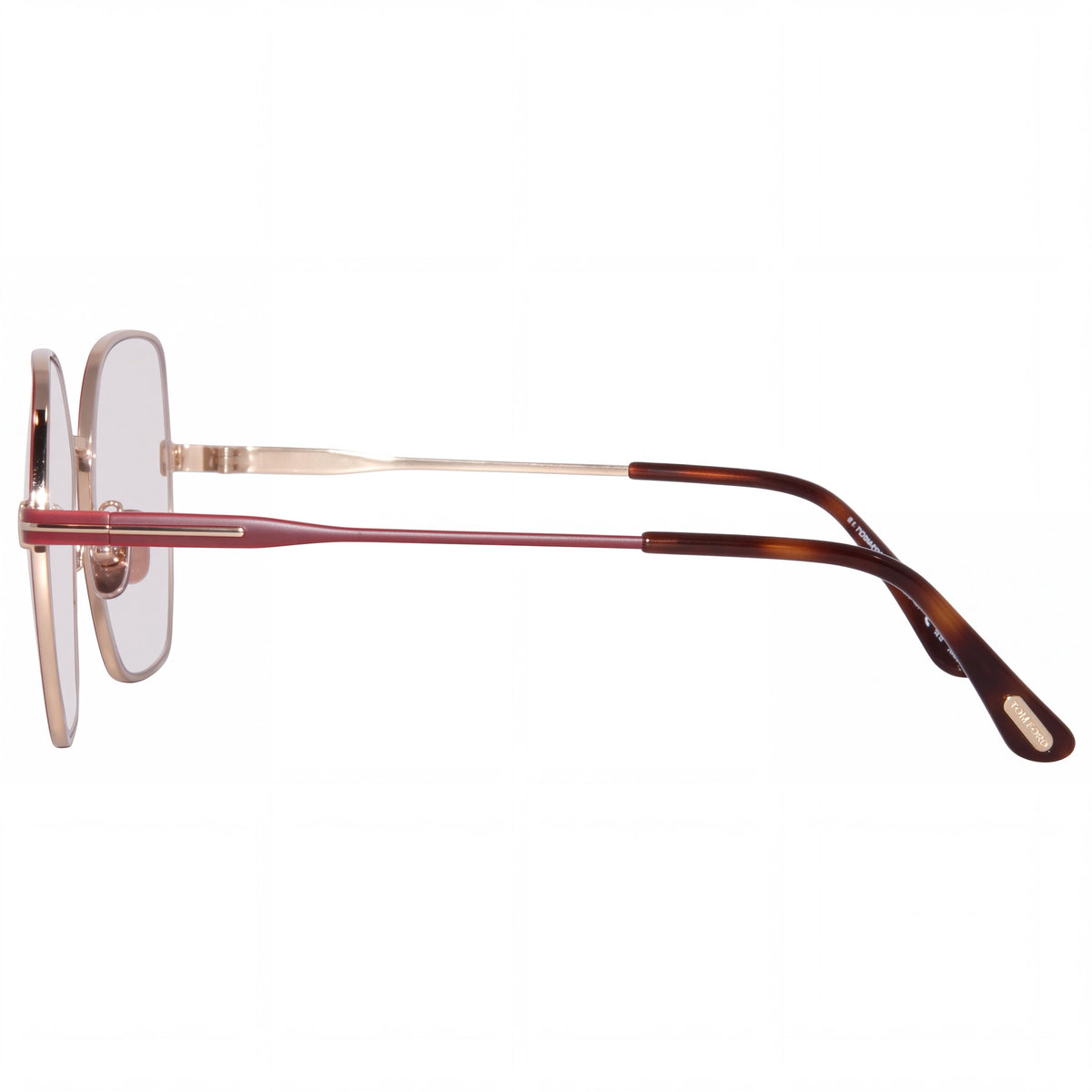 Tom Ford Ft5876-b Women's Metal Eyeglasses with Blue Block Lenses, Shiny Rose Gold and Red Enamel, Brown 56-16-140, Photo 2