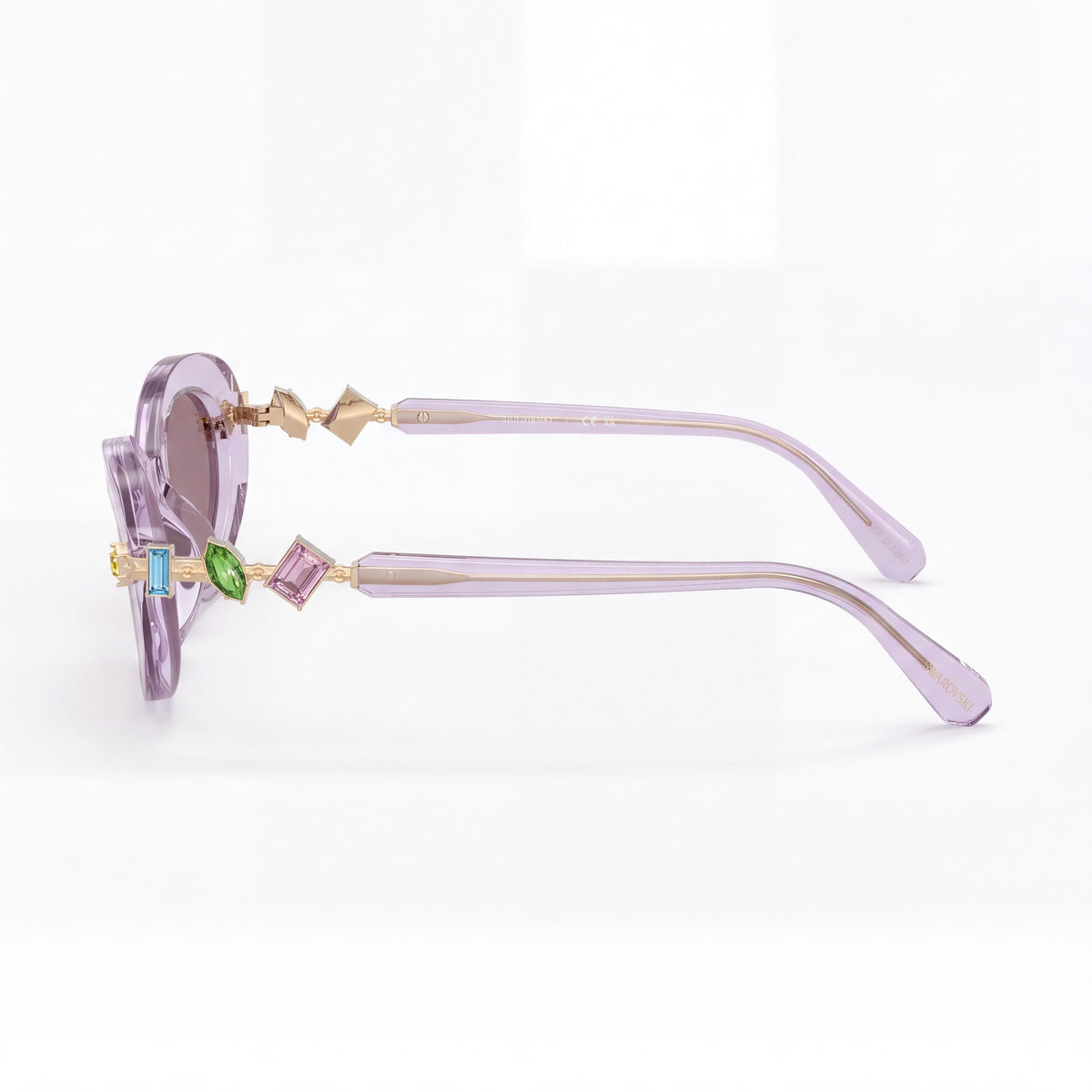 Swarovski Sk6042 Women's Oval Plastic Sunglasses - Transparent Lilac Violet Frame, Violet Lens, 100% UV Protection 53mm, Photo 2