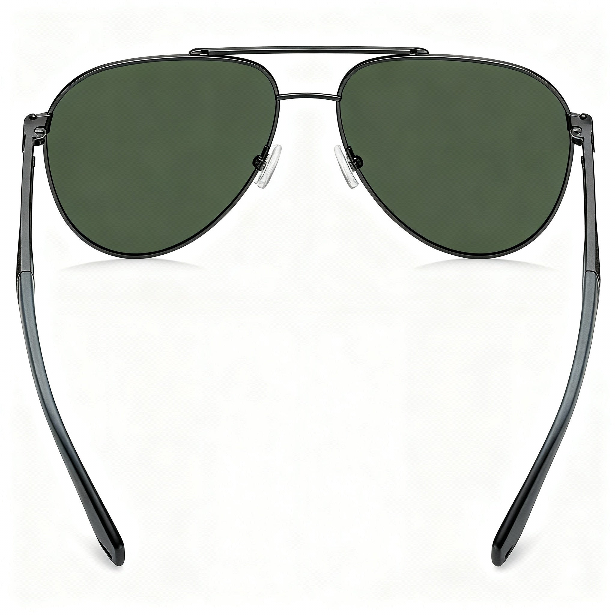 Hugo Boss Modern Unisex Stainless Steel Polarized Sunglasses, Matte Ruthenium Green Frame, Green Lenses 60mm