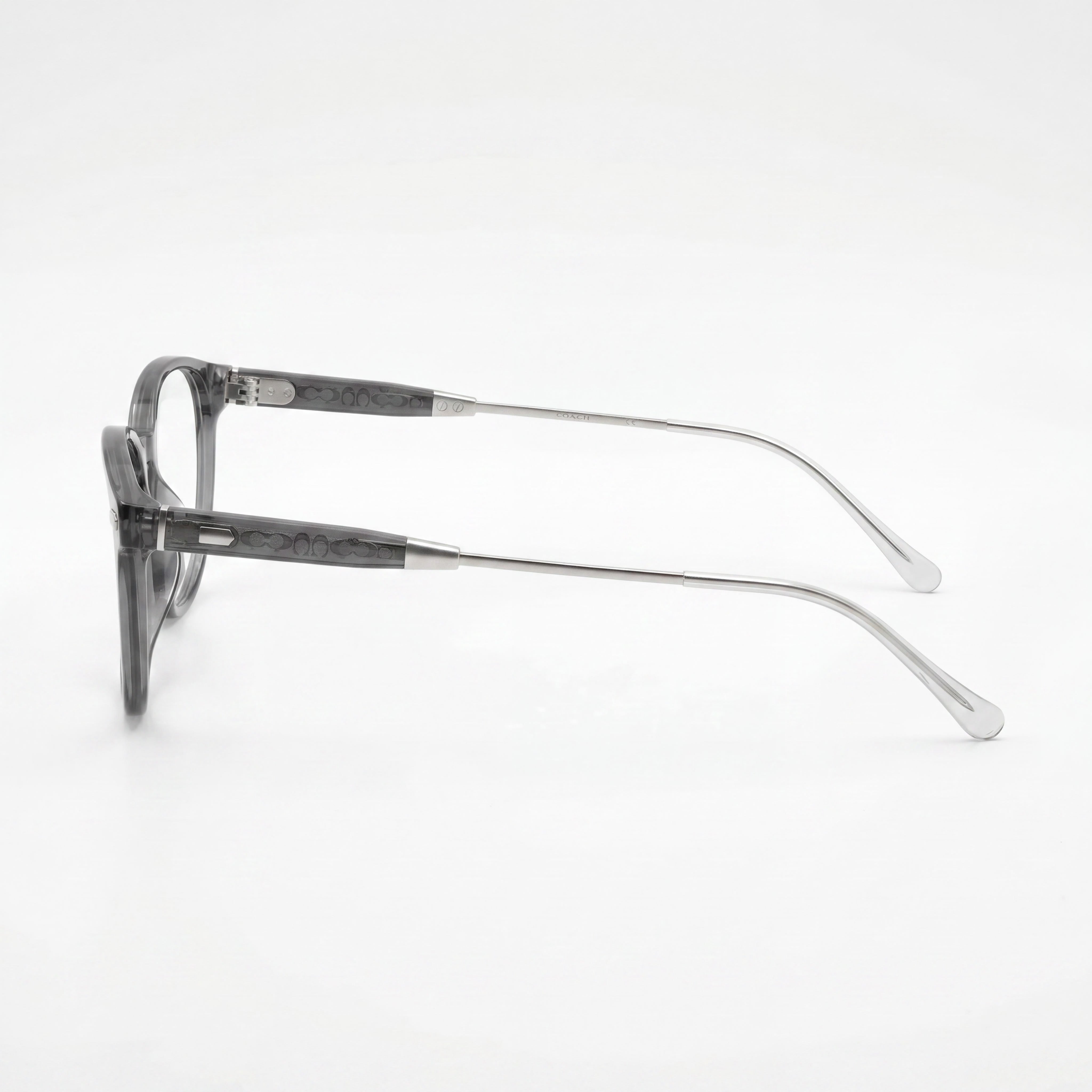Armazones de gafas ópticas de plástico gris transparente redondas para hombre Coach Hc6265u Universal Fit 52-18-145, Photo 3