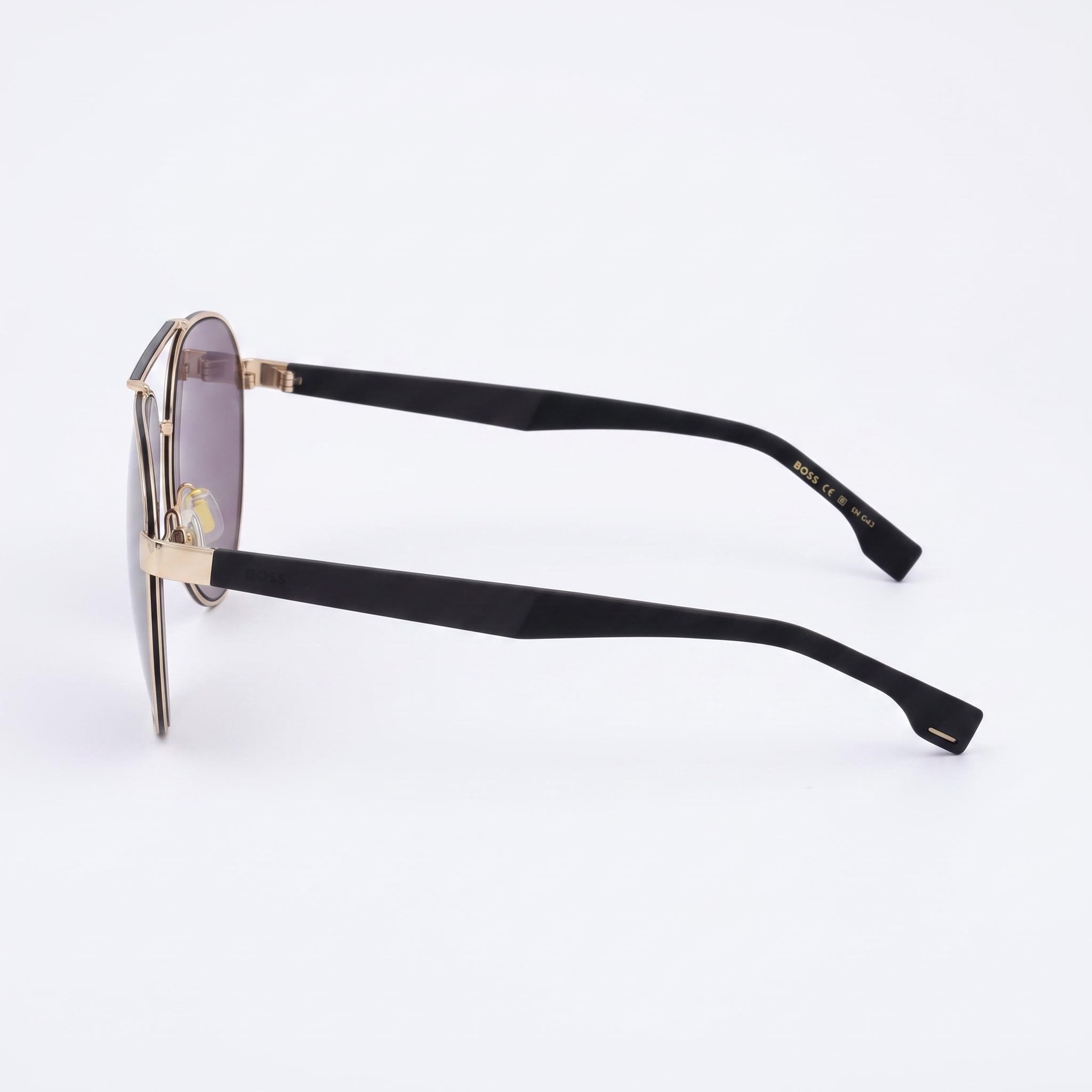 Hugo Boss Modern Unisex Gold Black Yellow Blue Shaded Alloy Steel Frame Polycarbonate Lens 60mm UV Protection, Photo 2