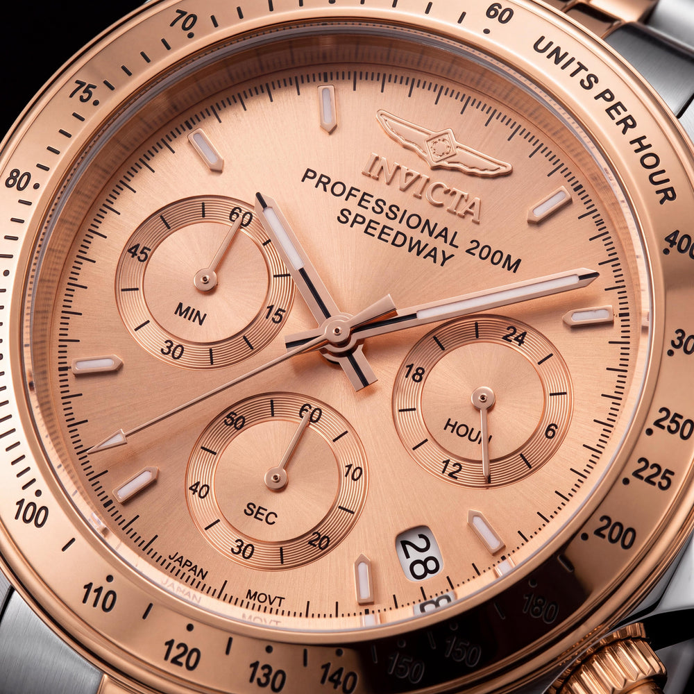 Invicta 30994 Men's Quartz Watch, Two-Tone Rose Gold & Silver, Glow In The Dark Dial, Scratch Resistant Mineral Crystal
