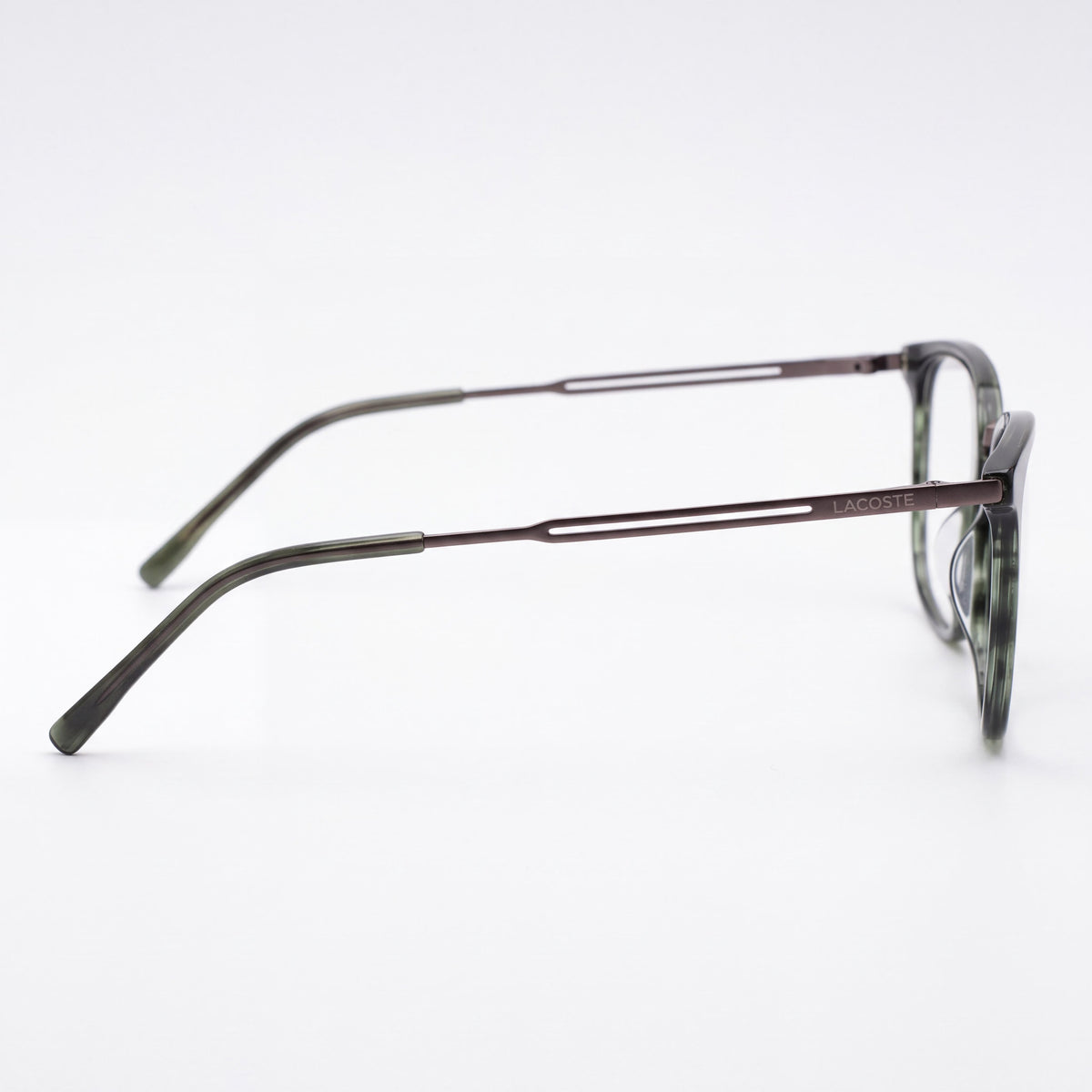 Lacoste Casual Men's Havana Frame with Transparent Plastic Lenses Ophthalmic Eyeglasses 52mm Lens Width, Photo 3