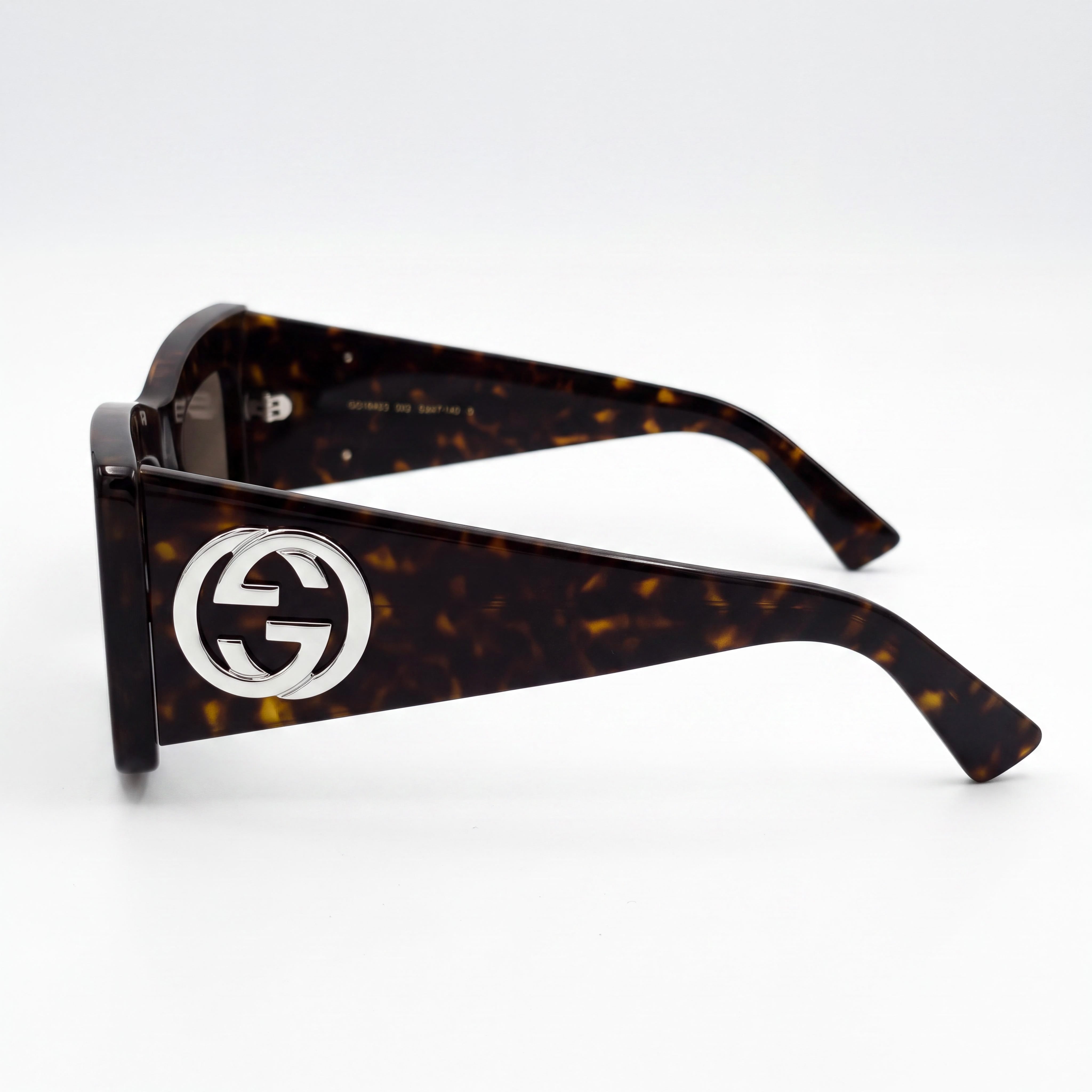 Gucci Classic Unisex Sunglasses with Black Acetate Frame and Brown Plastic Lenses, Oversized Square Style, Size 53-18-145mm, Photo 3