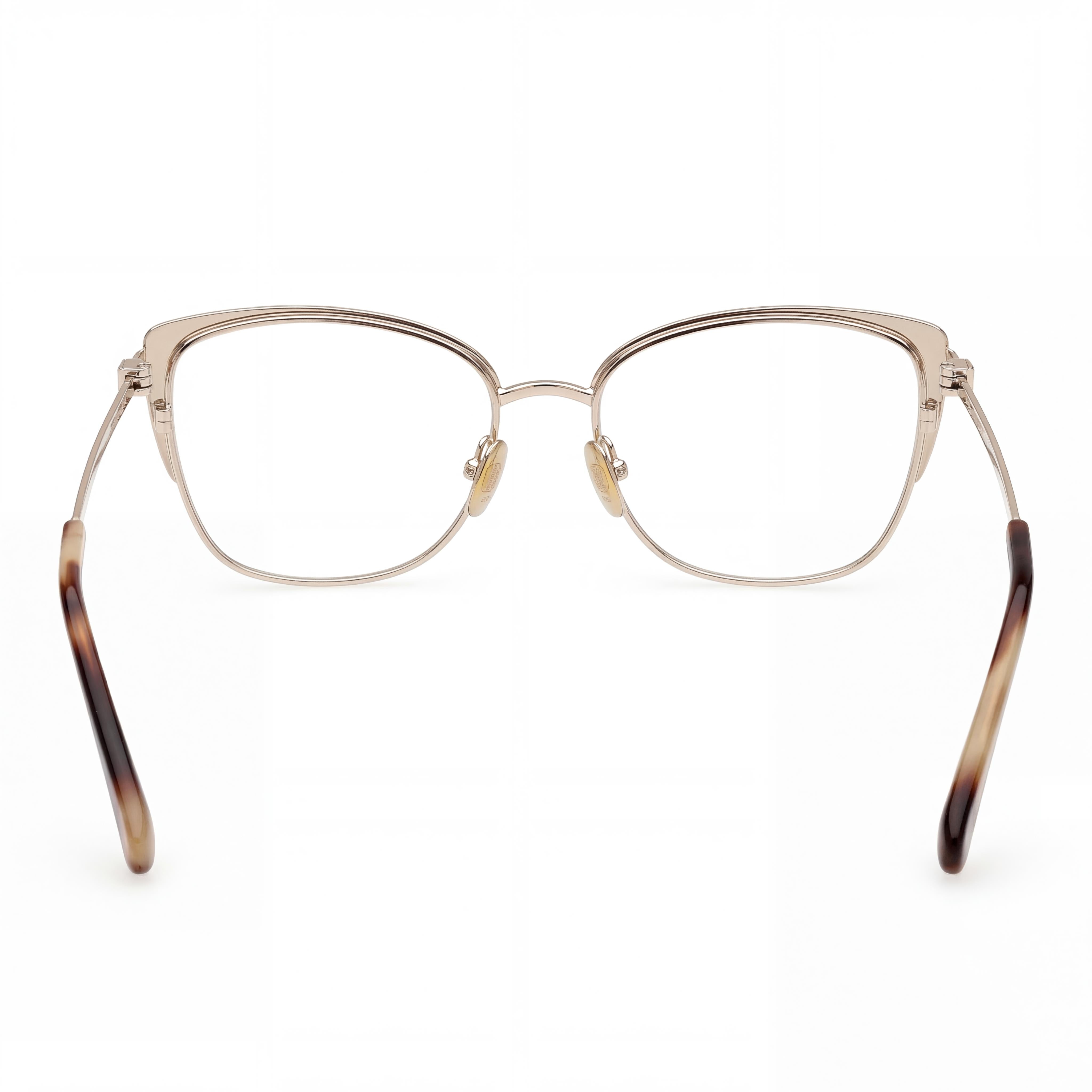 MaxMara Modern Women's Metal Frame Eyeglasses, Shiny Rose Gold With Ivory Enamel Frame, Shiny Rose Gold Lens, 55mm, Photo 4