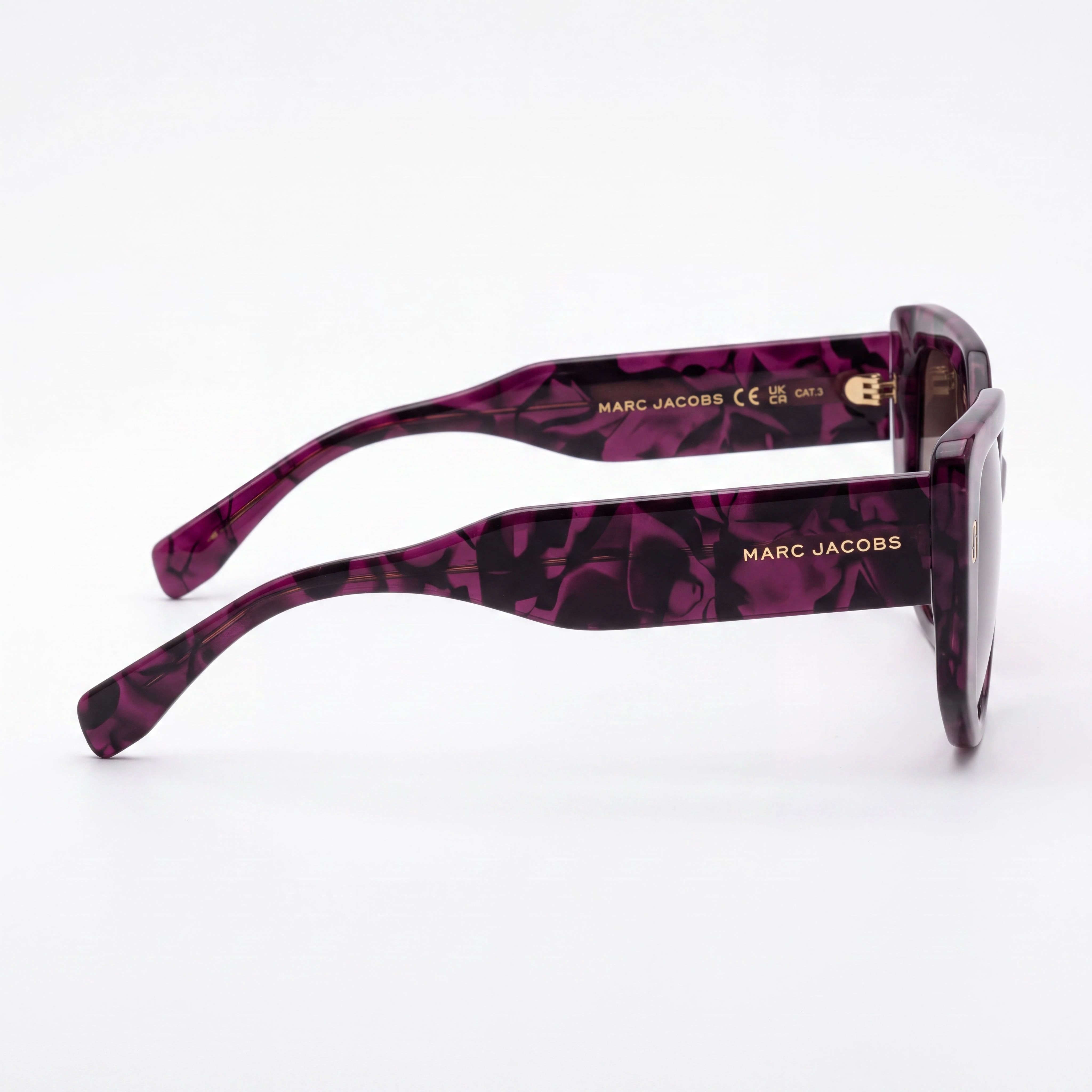 Marc Jacobs Classic MJ 1116/S Women's Butterfly Sunglasses, Marble Burgundy Acetate Frame, Brown Shaded Lenses 52mm, Photo 2