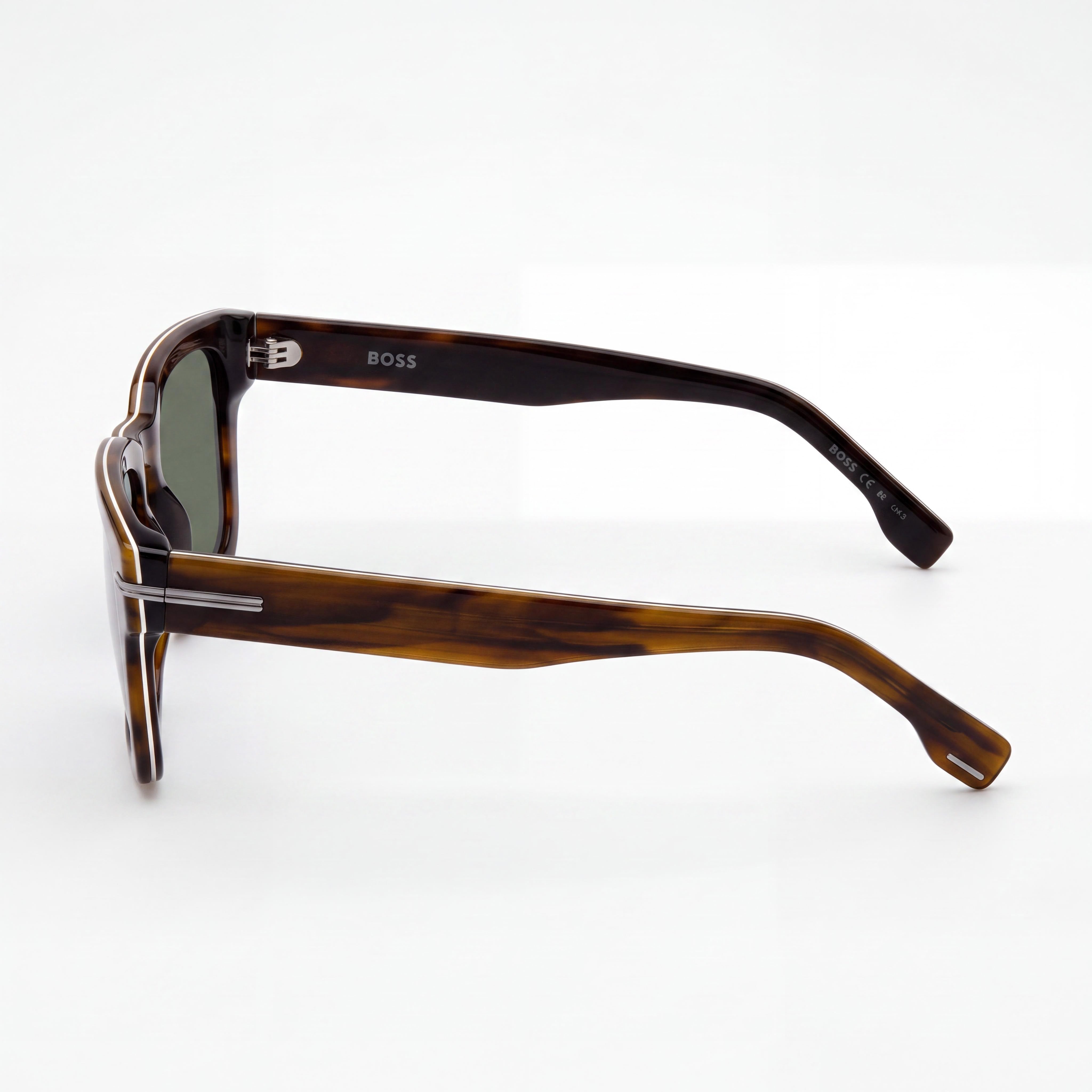 Hugo Boss Casual Women's ECO ACETATE Sunglasses, Brown Green Frame, Striped Brown Black Lens, UV Protection, Non-Polarized, 50mm, Photo 3