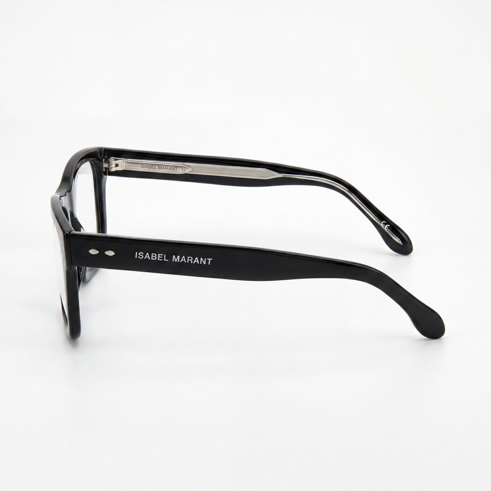 Gafas de sol unisex modernas Isabel Marant con montura de acetato negro, lentes negras, ancho de lente de 52 mm