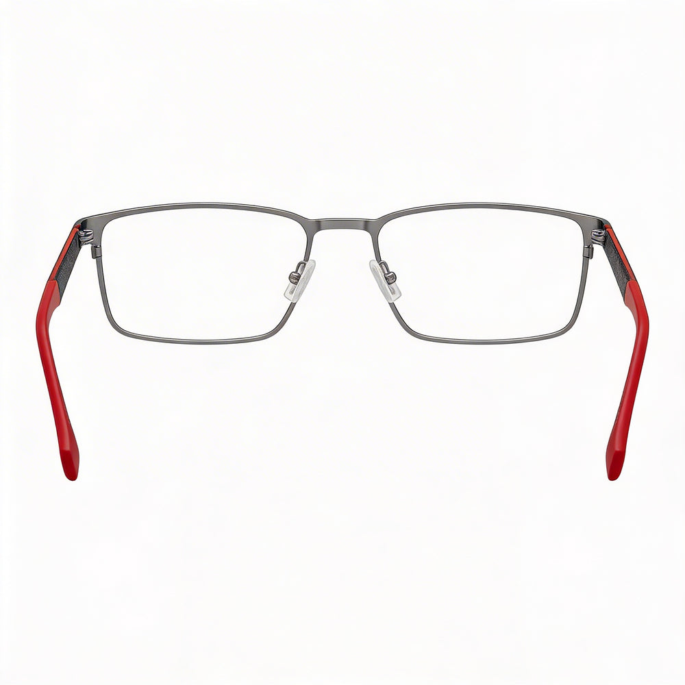 Gafas Hugo Boss casuales de hombre de metal rutenio rojo 55-18-145