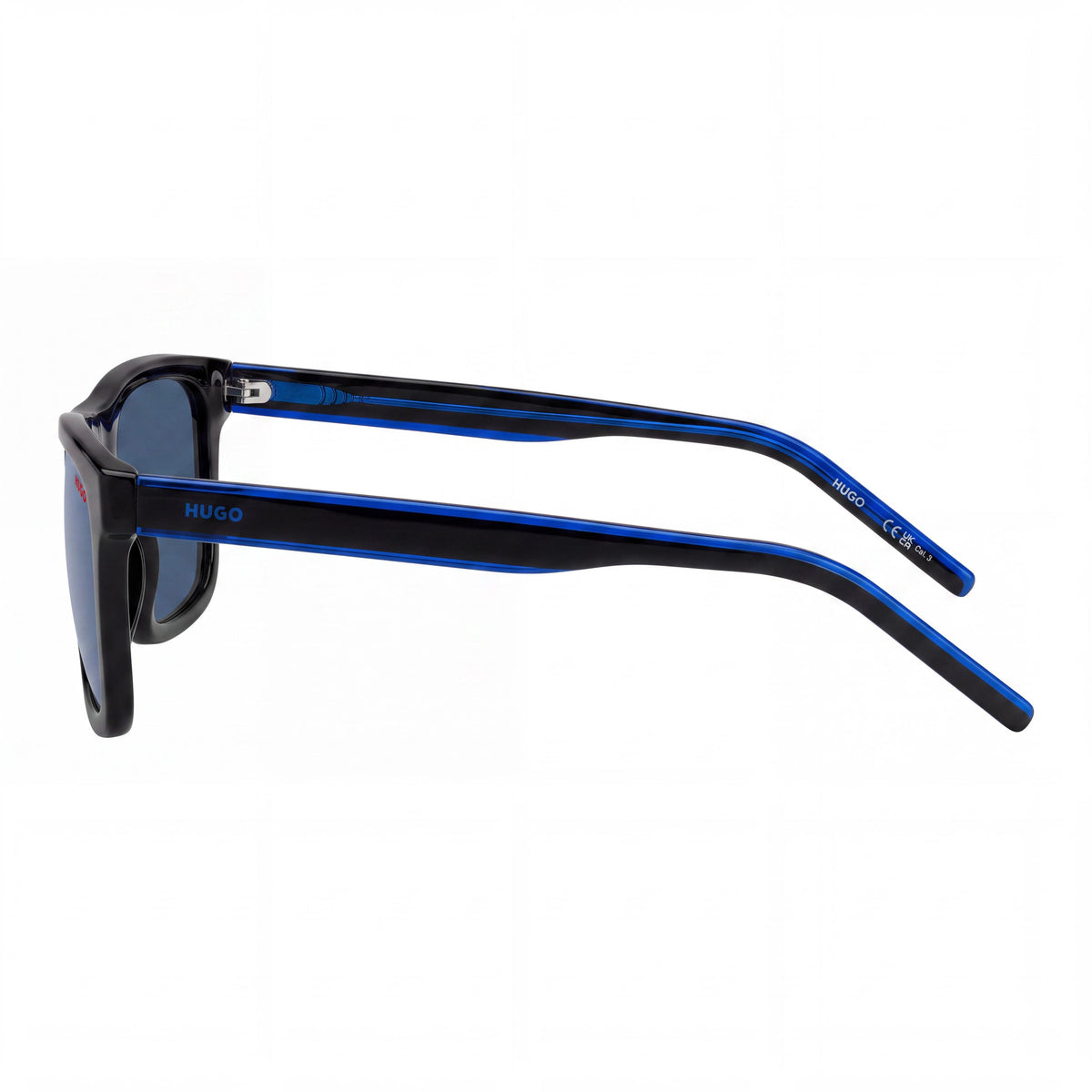 Gafas de sol HUGO informales para hombre de acetato ecológico, negras y azules, no polarizadas, con 100 % de protección UV, 54 mm, Photo 3