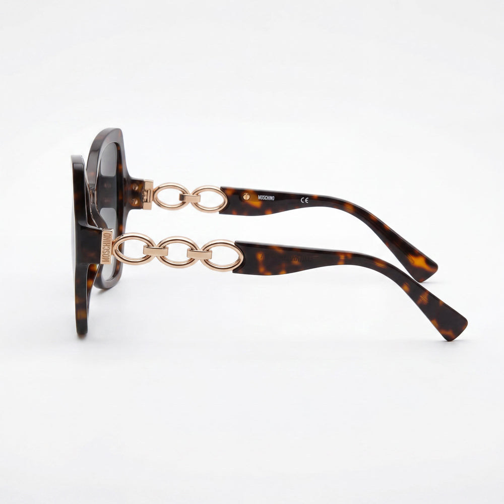 Gafas de sol Moschino para mujer, estilo casual, estilo Havana, con montura de plástico y lentes azules con protección UV, 54-19-140 mm