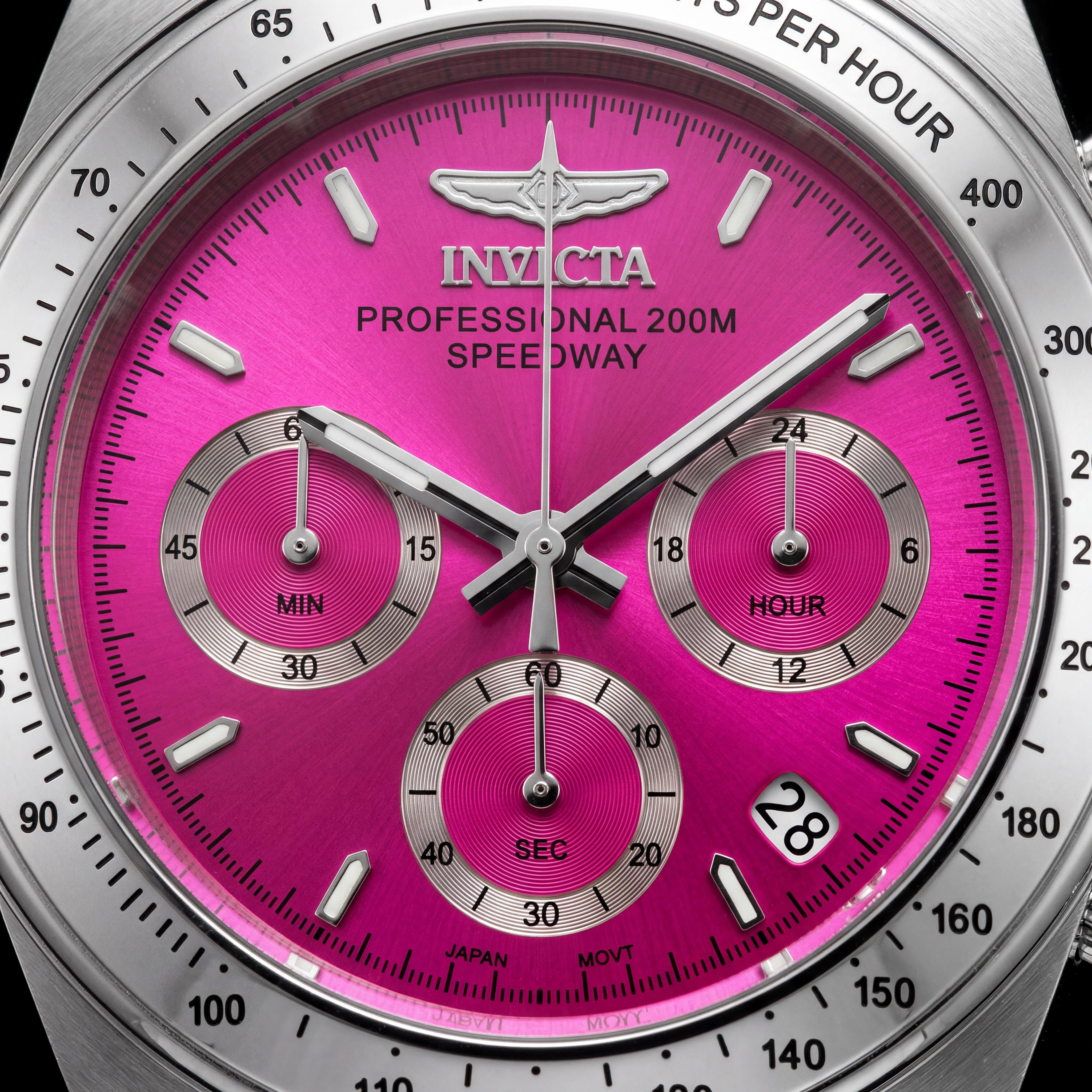 Reloj Invicta Speedway Cronógrafo Movimiento de Cuarzo Resistente al Agua Unisex Rosa Plateado, Photo 2