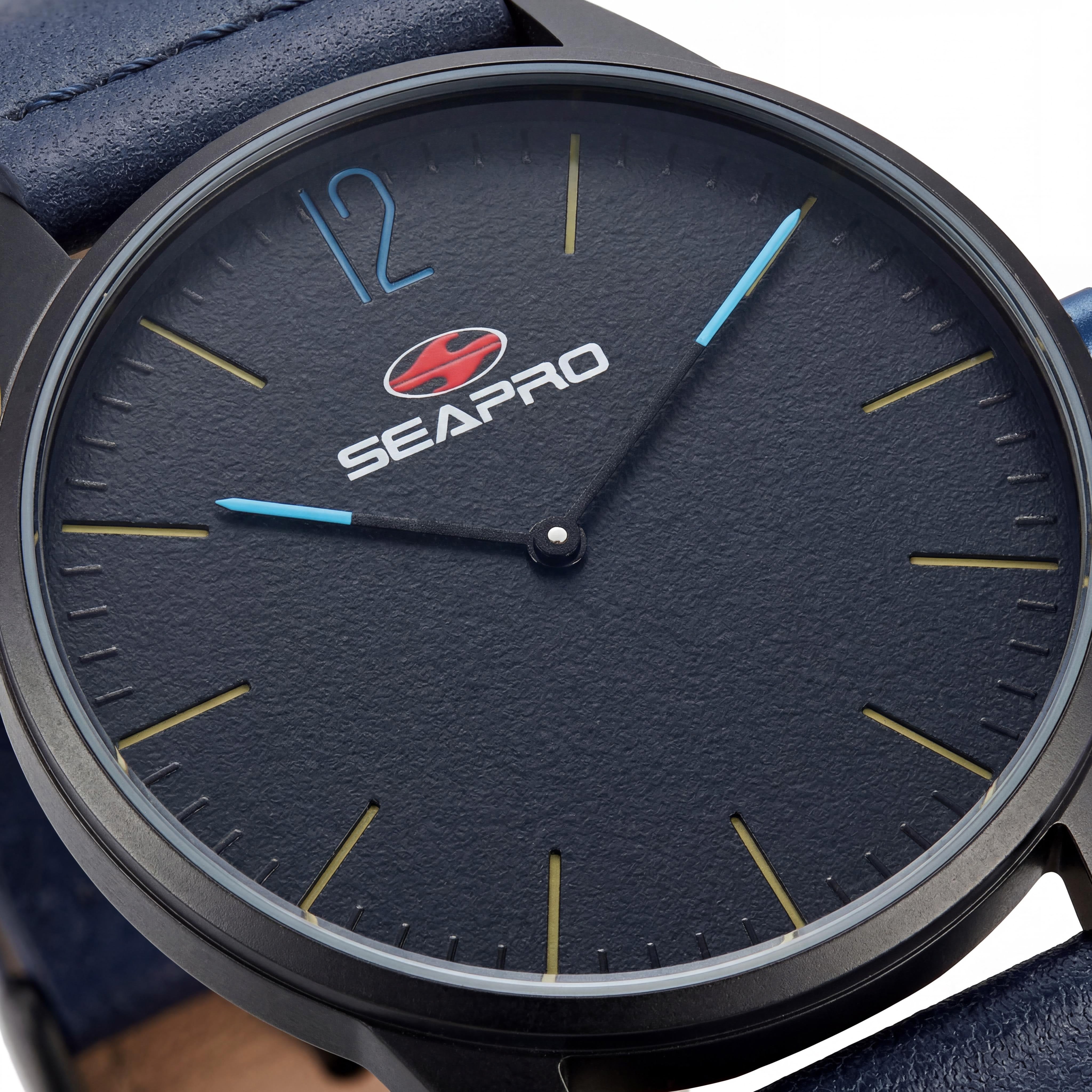 Seapro SP0103 Black hole Men's Black Dial Quartz Movement Stainless Steel Case Leather Strap 40mm Watch, Photo 2