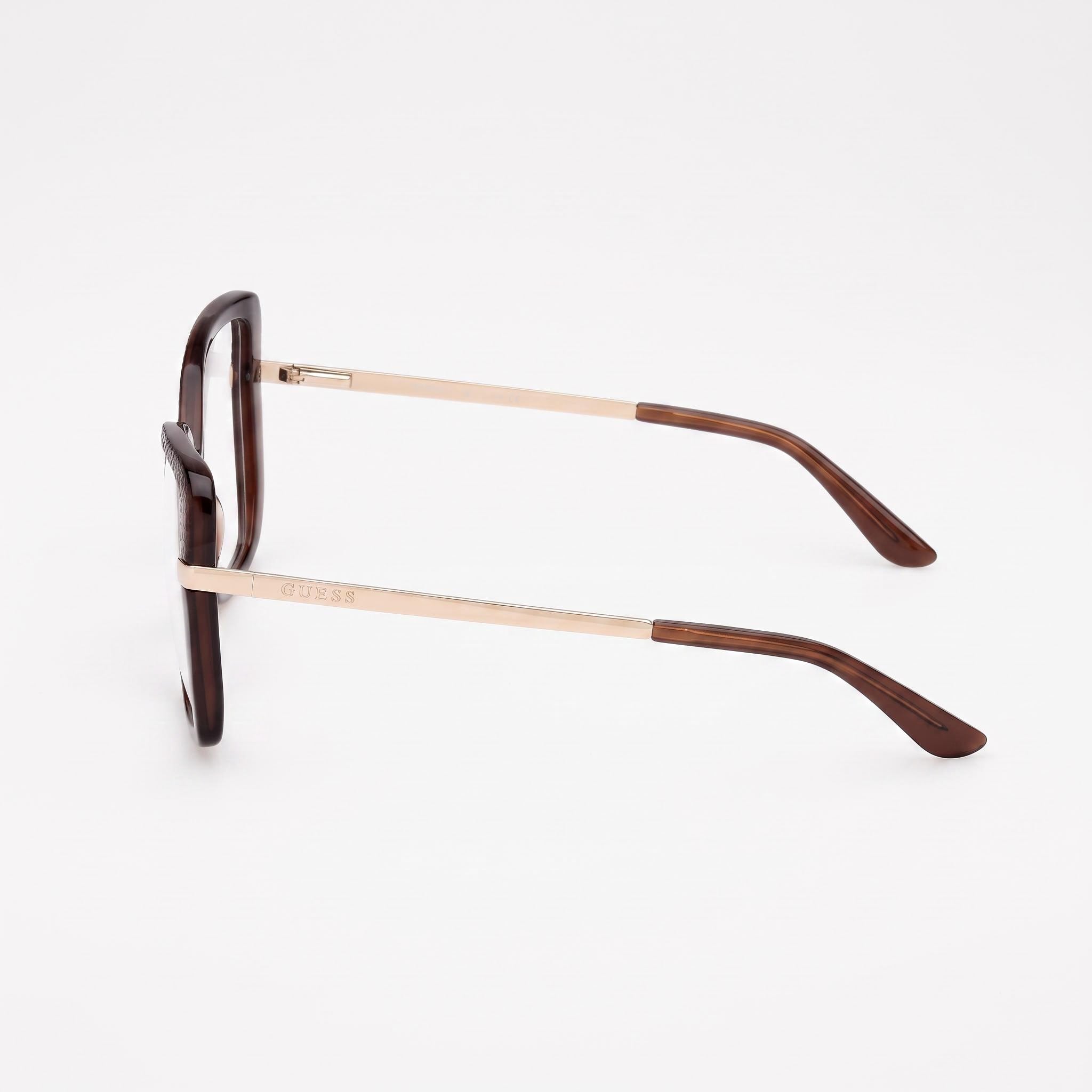 Guess Gu50245 Women's Dark Brown / Pale Gold Plastic Frame Eyewear with Dark Brown Polycarbonate Lenses 54mm, Photo 3