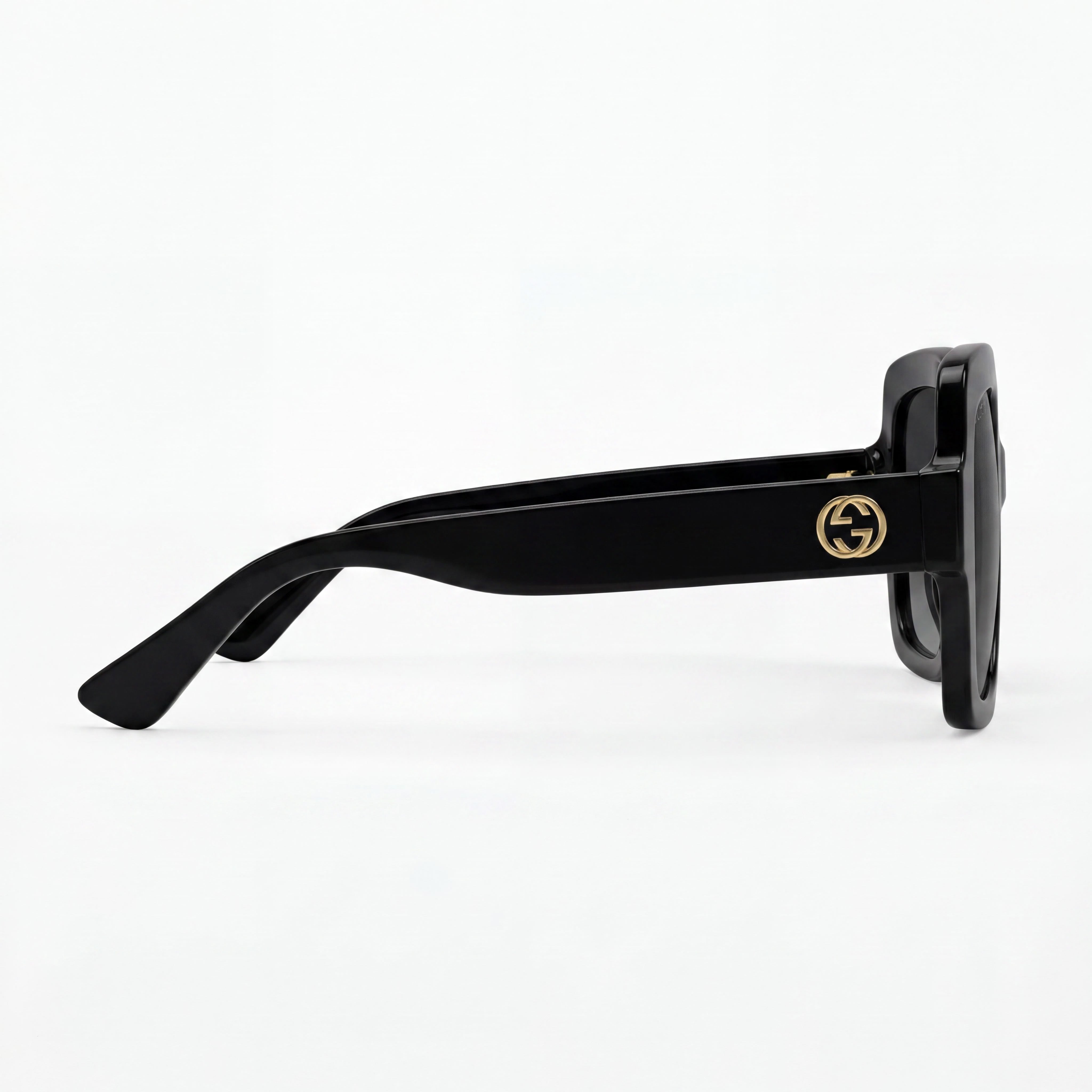 Gafas de sol Gucci GG1337S 002 cuadradas de plástico de montura completa para mujer, negras con logotipo dorado, lentes grises degradadas de 54 mm con protección UV, Photo 3