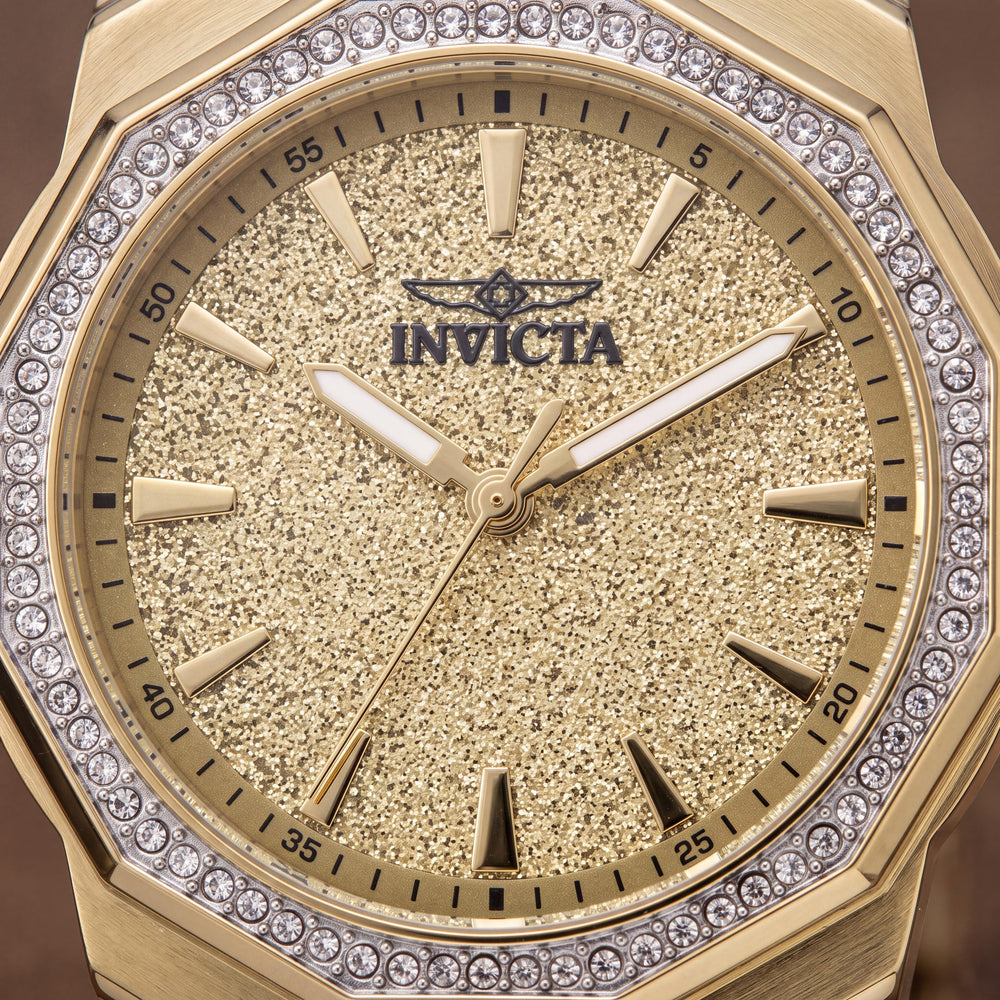 Invicta Speedway 49130 Reloj de cuarzo para mujer, de acero inoxidable tono dorado con esfera dorada de 34 mm