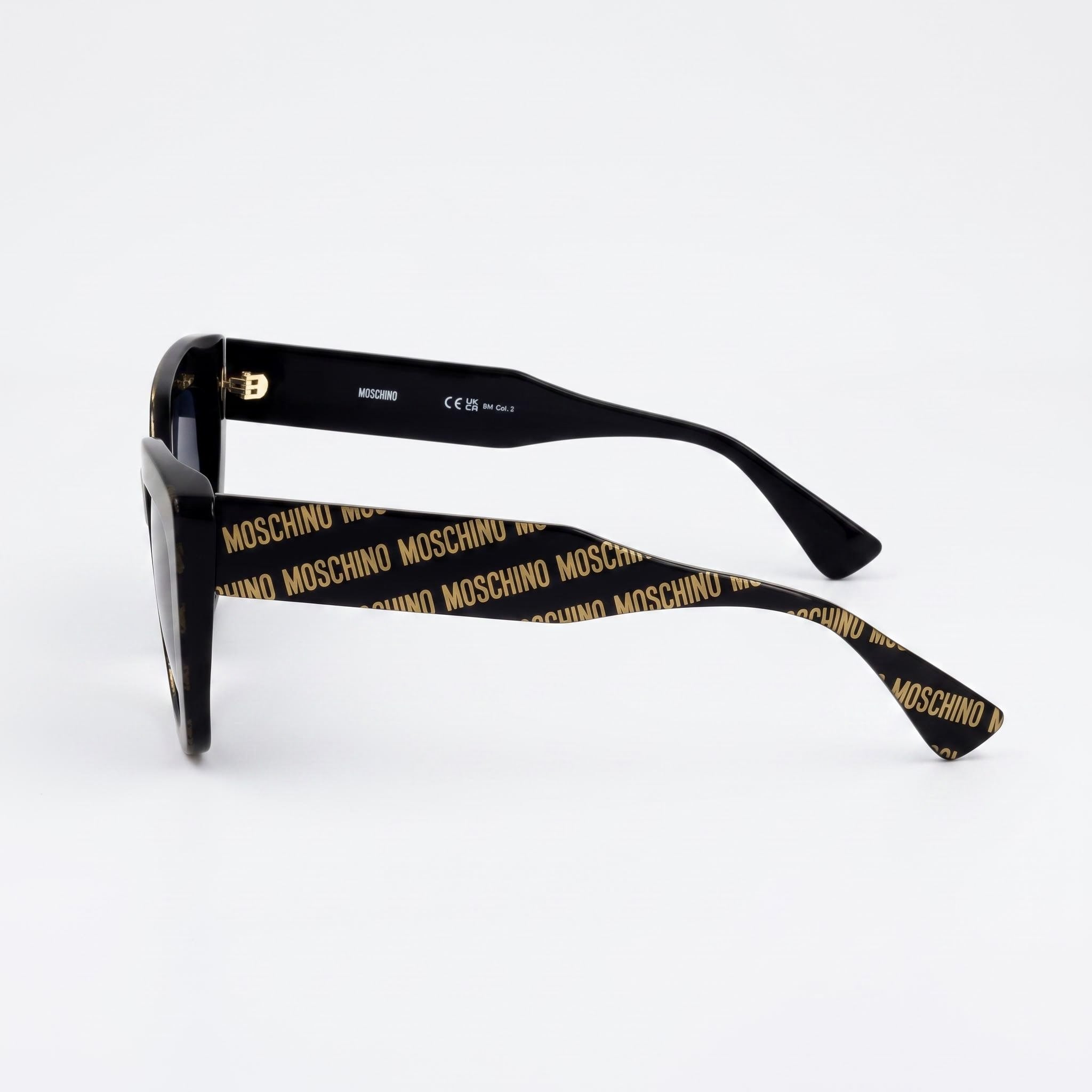 Moschino Casual Women's Cat Eye Black Pattern Plastic Non-Polarized Dark Grey Shaded Gradient UV Protection Sunglasses 52-21-140, Photo 3