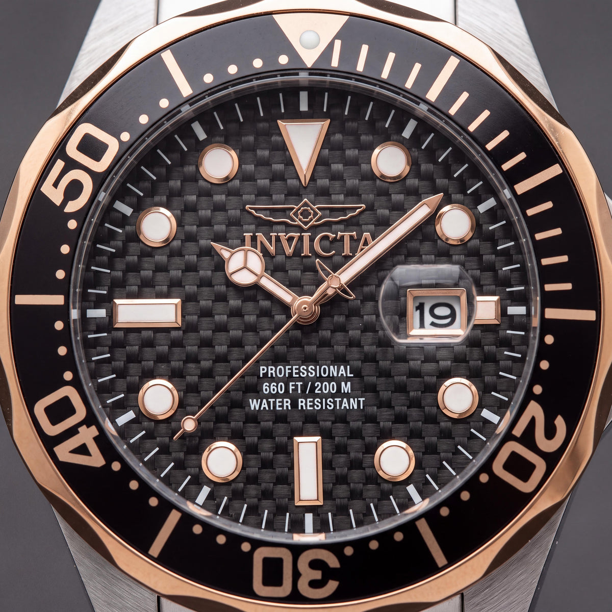 Invicta Men's Diver Quartz Movement Glow In The Dark Black Rose Stainless Steel 47mm Watch, Photo 2