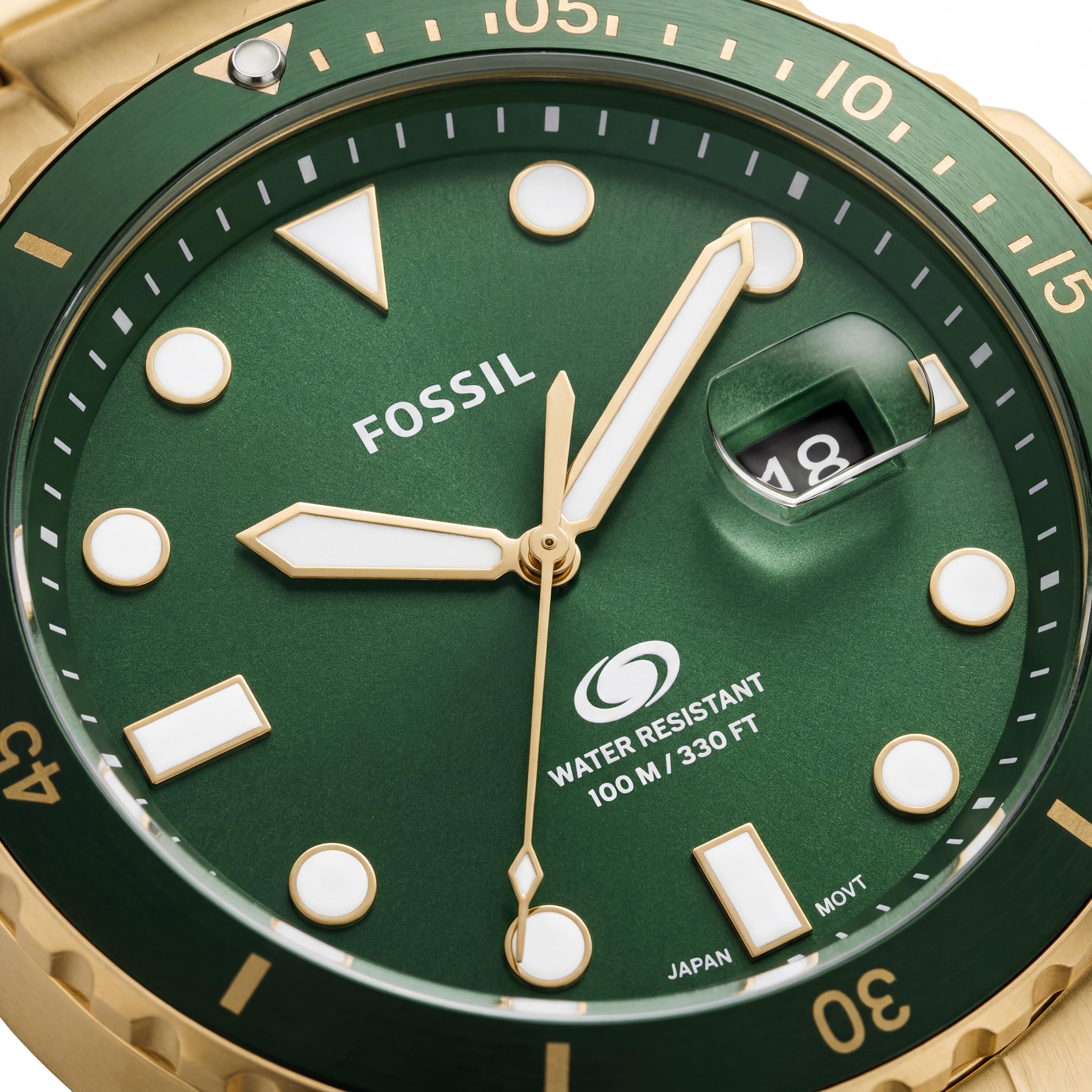 Fossil Fossil Blue Men's Gold Green Stainless Steel Quartz Watch, 42mm Case, 100m Water Resistant, Scratch-Resistant, Photo 2