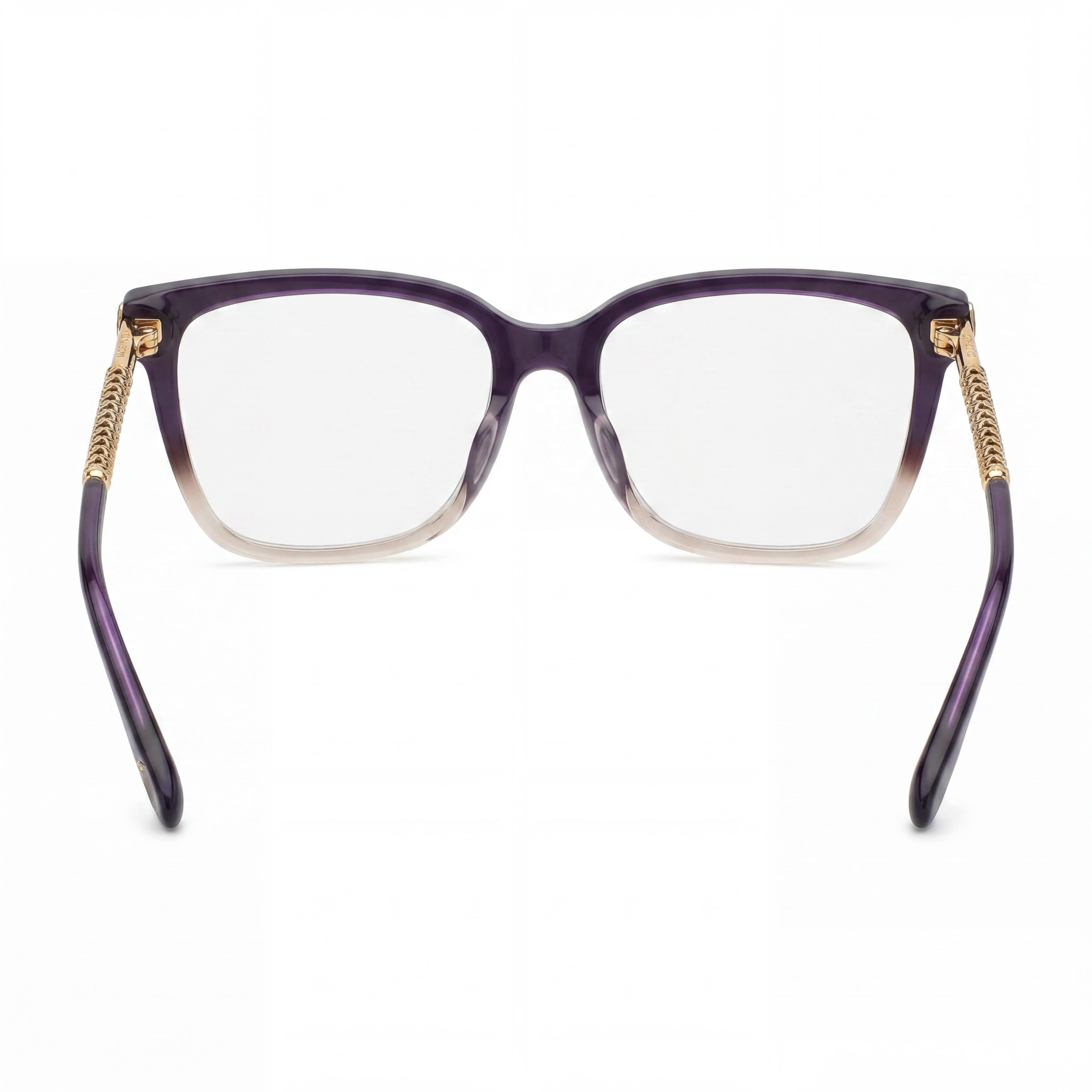 Gafas Chopard casuales de mujer de violeta con logo dorado de acetato y metal, montura completa cuadrada, lentes de demostración 55-16-140, Photo 3