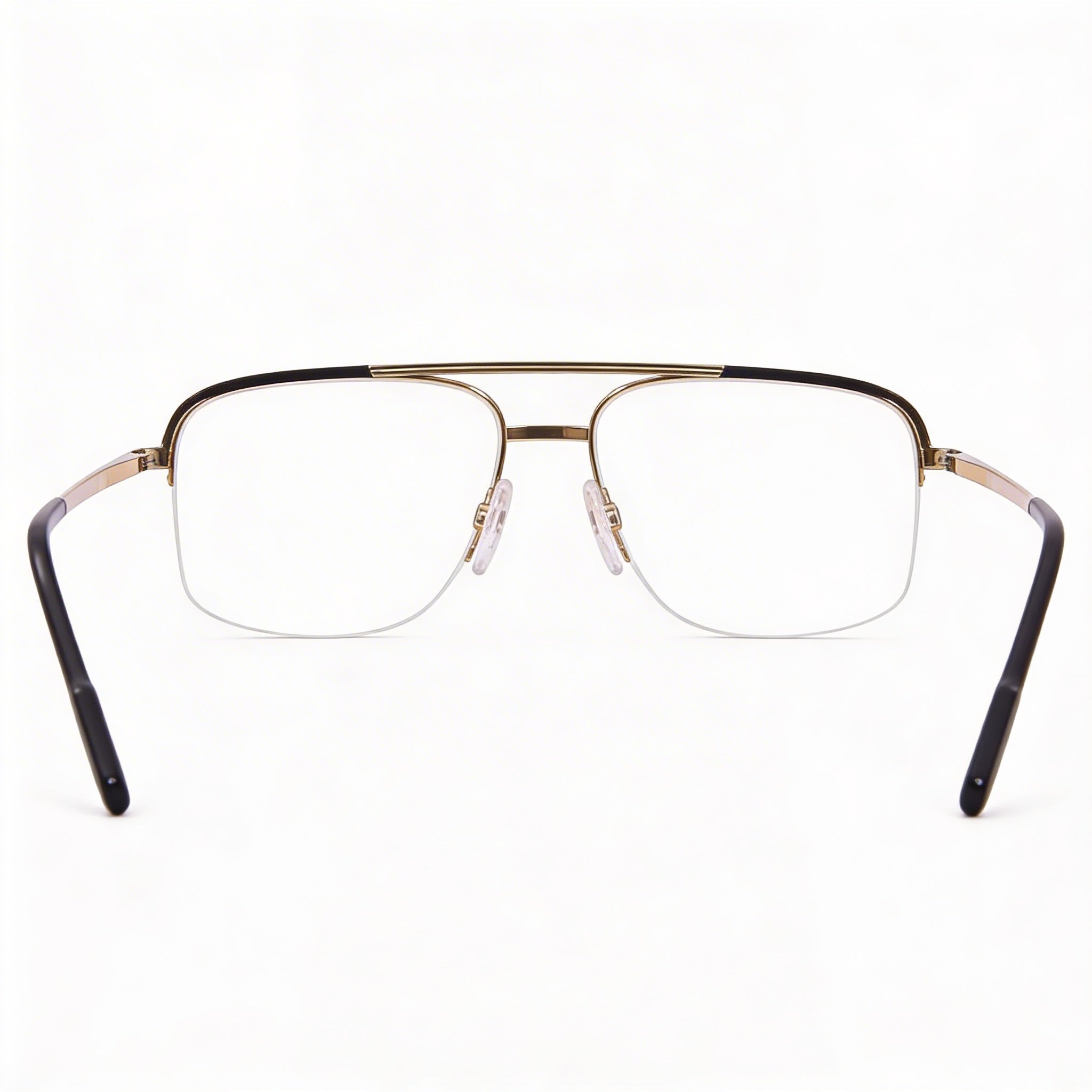 Cazal 7095 Men's Eyeglasses with Black Gold Titanium Semi Rim Square Shape Frame 57mm, Photo 3