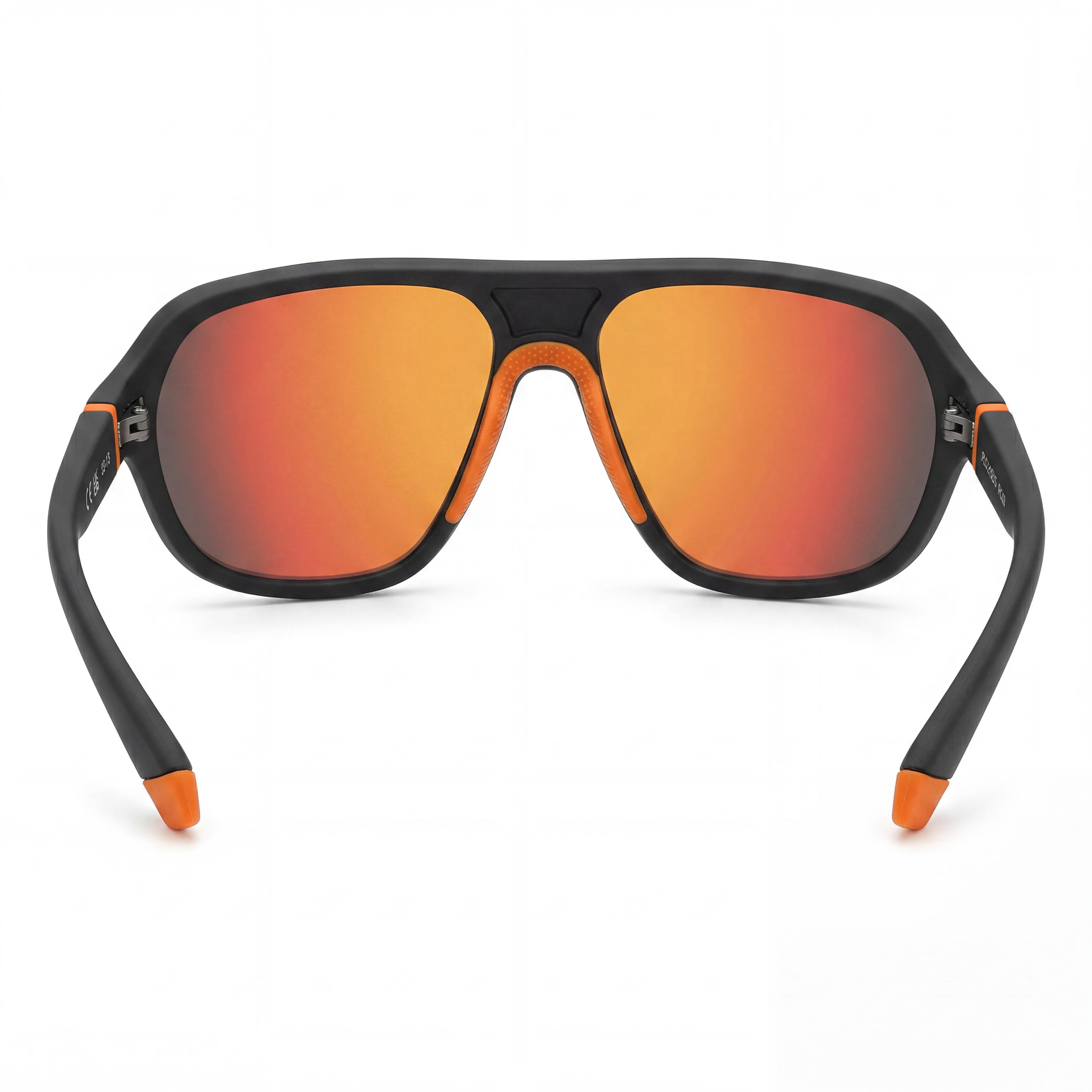 Polaroid Eyewear Casual Men's Matte Black Orange Red Plastic Frame Red Multilayer Polarized UV Protected Sunglasses 59-13-135, Photo 4