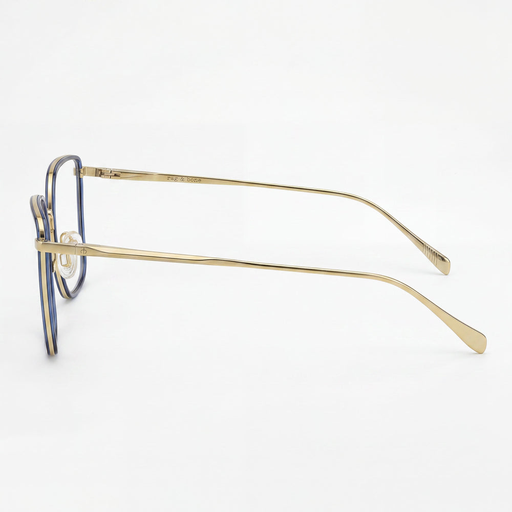 Gafas Rag & Bone Rnb3028 de acero inoxidable azul dorado para mujer, 55 mm