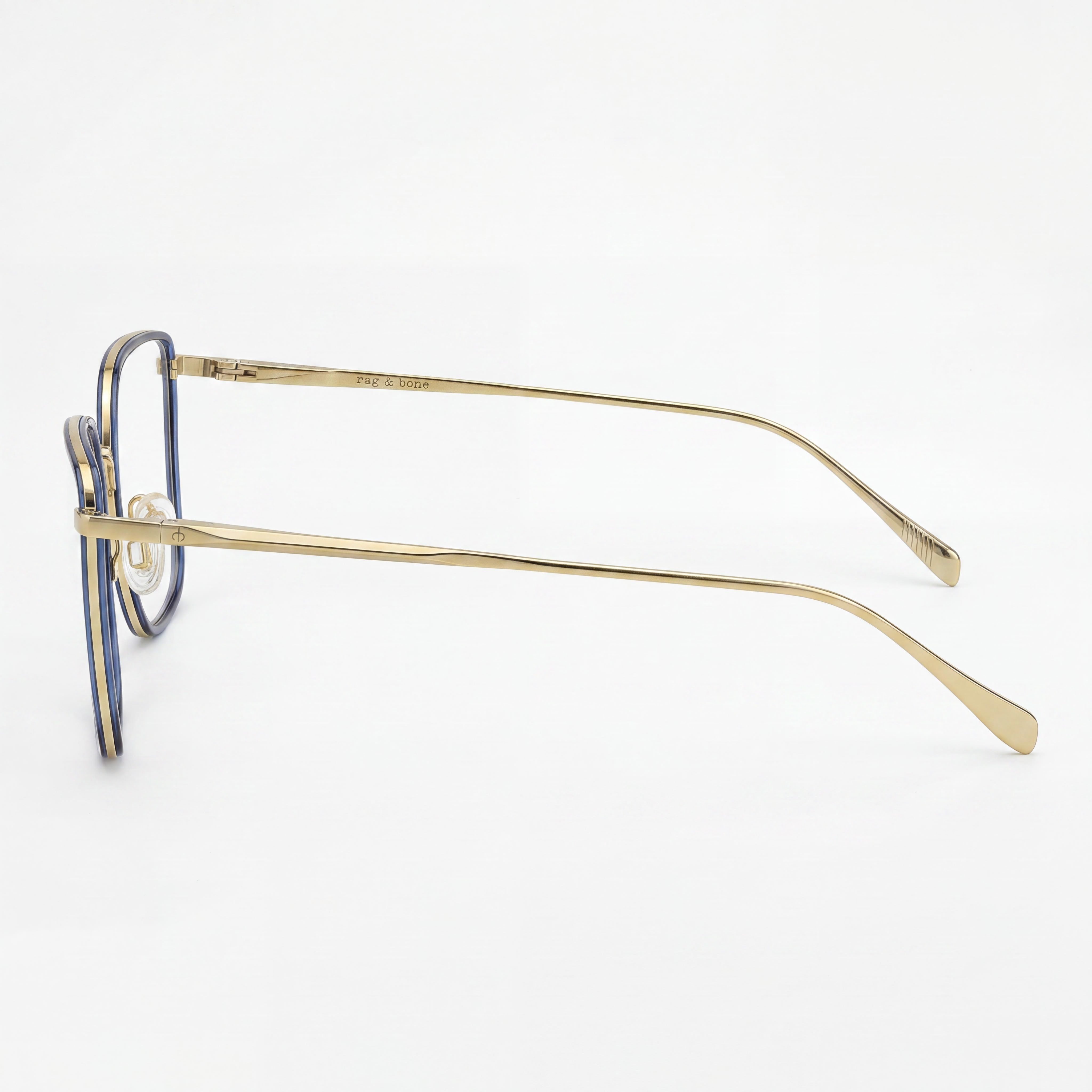 Gafas Rag & Bone Rnb3028 de acero inoxidable azul dorado para mujer, 55 mm, Photo 2