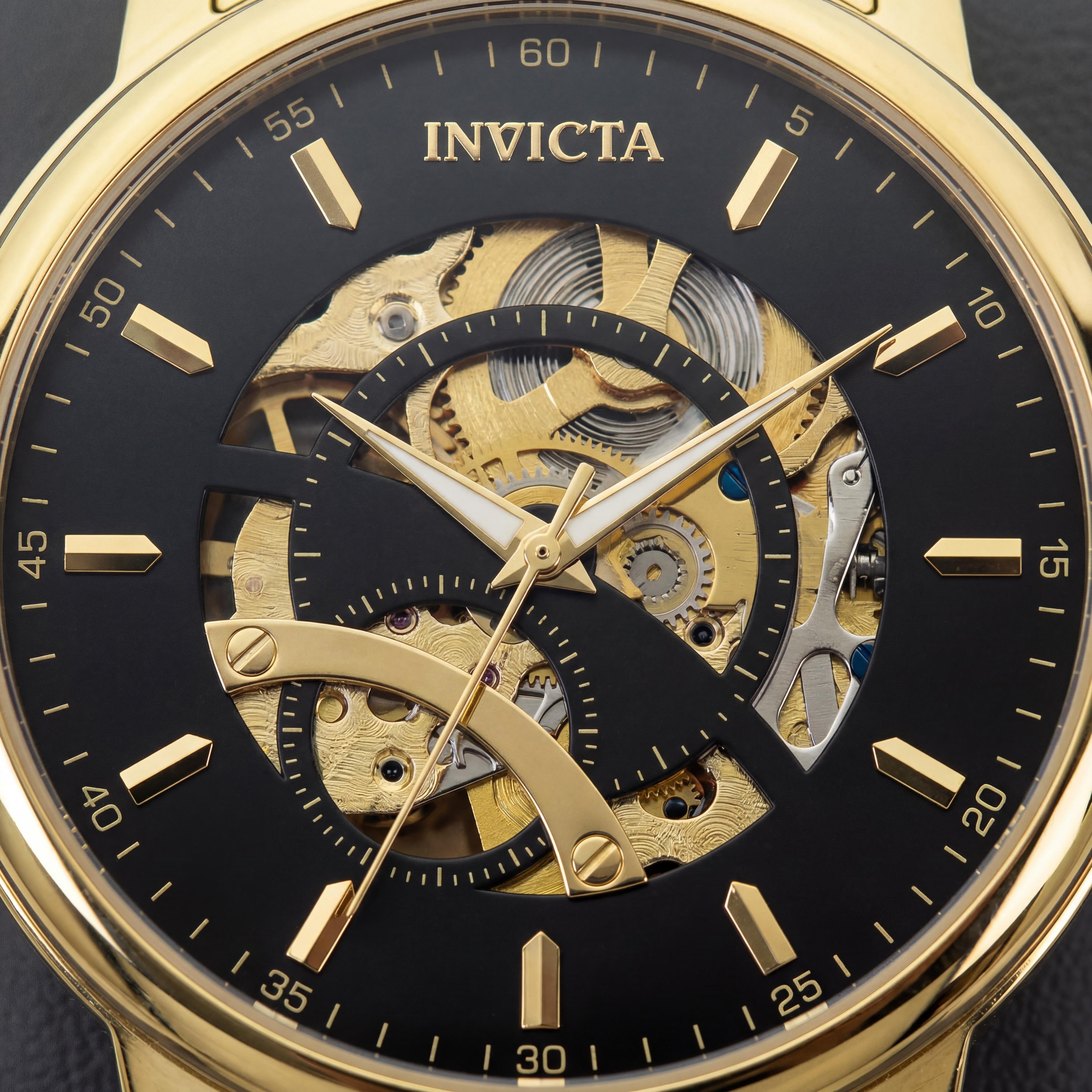 Invicta Objet D Art 69121 Reloj automático unisex de acero inoxidable dorado con esfera negra, 42 mm, Photo 2