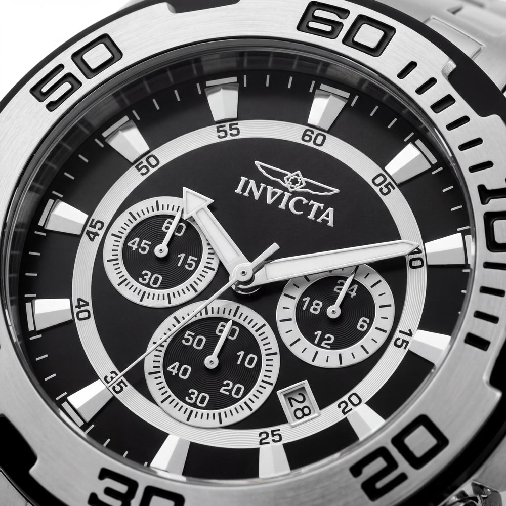 Invicta Pro Diver 22318 Cronógrafo de Cuarzo para Hombre, Acero Inoxidable, Esfera Negra, 50 mm
